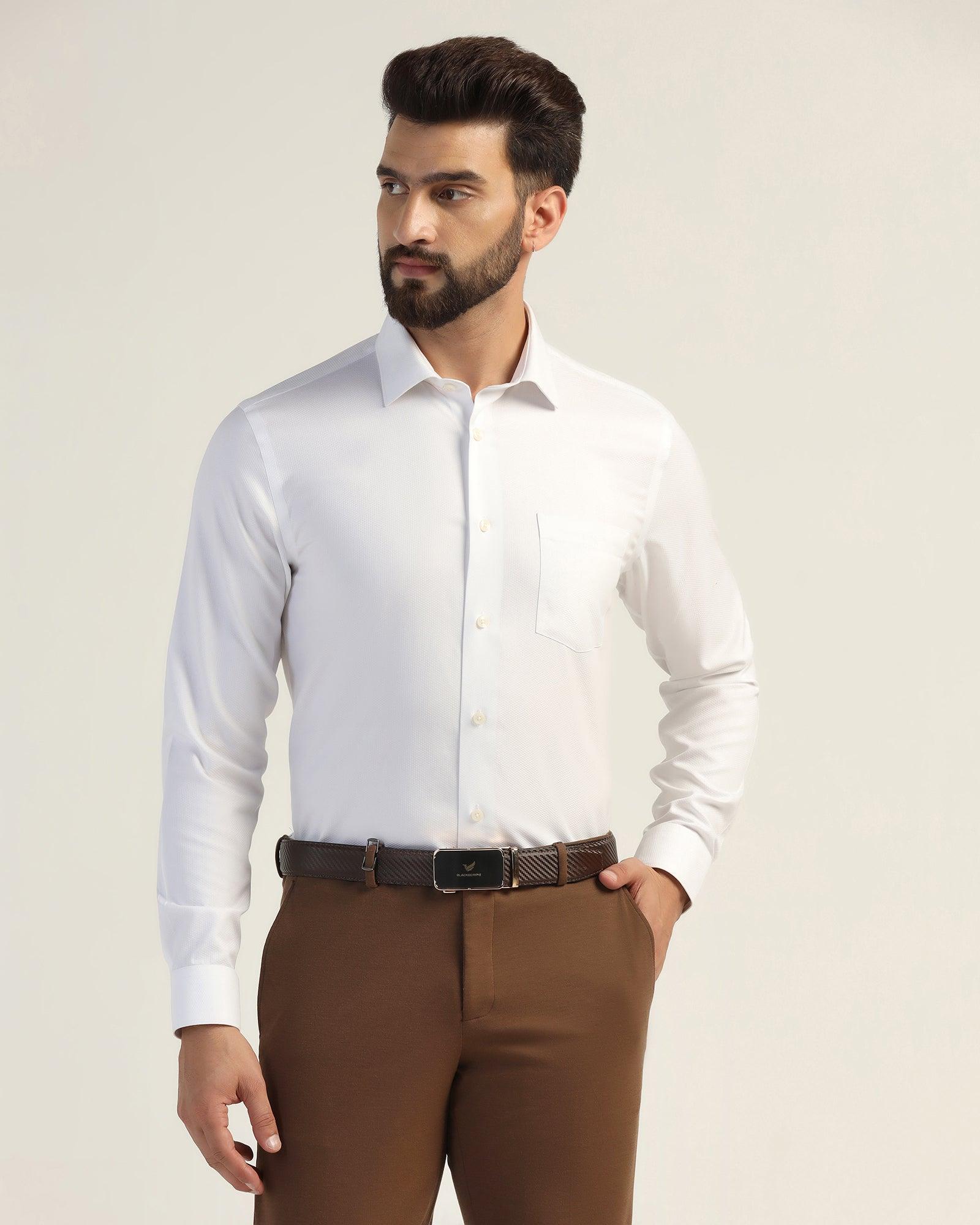 Non Iron Formal White Textured Shirt - E31