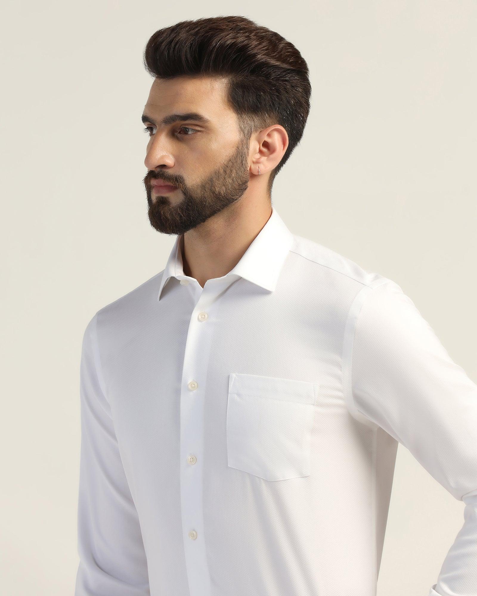 Non Iron Formal White Textured Shirt - E31 - Image 4