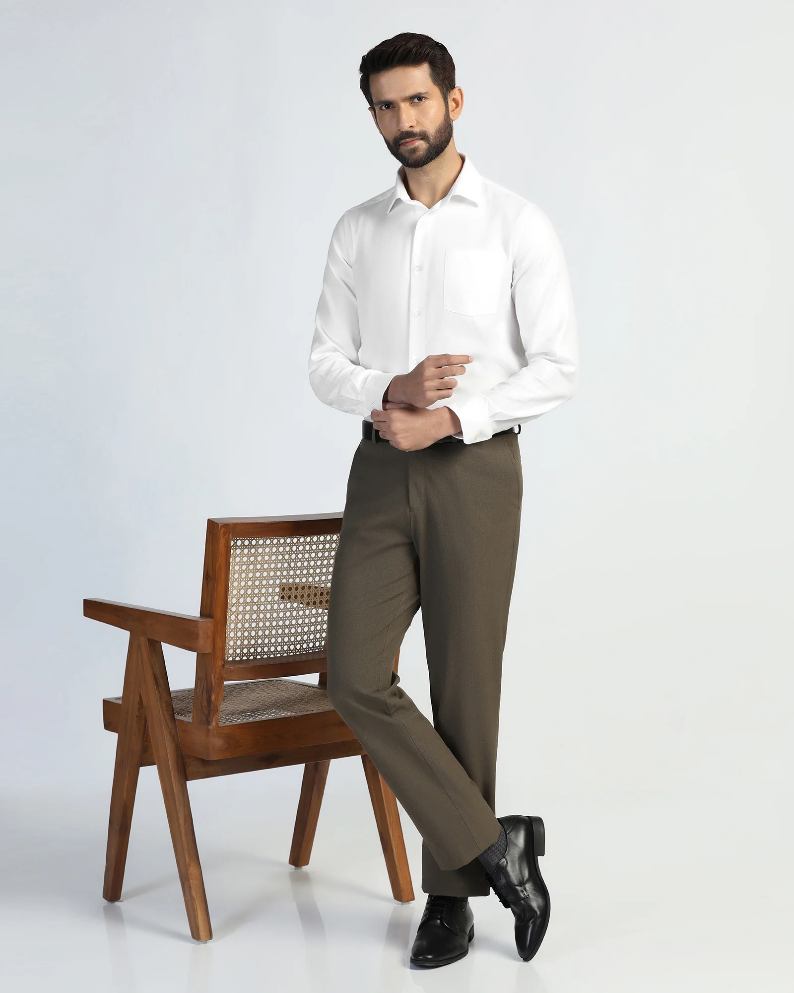 Formal White Textured Shirt - Evolve - Image 7