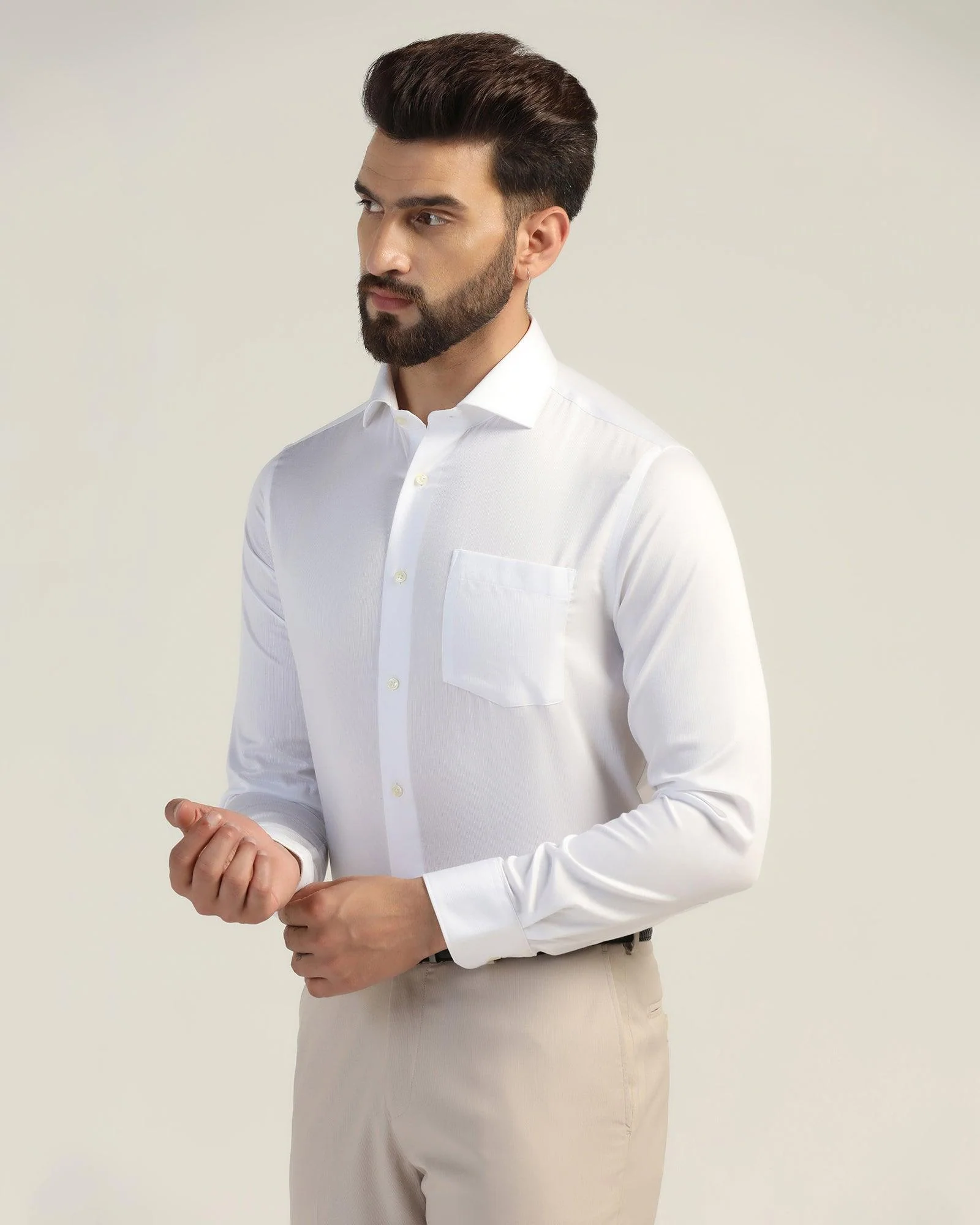 Formal Super White Textured Shirt - Hemp - Image 4
