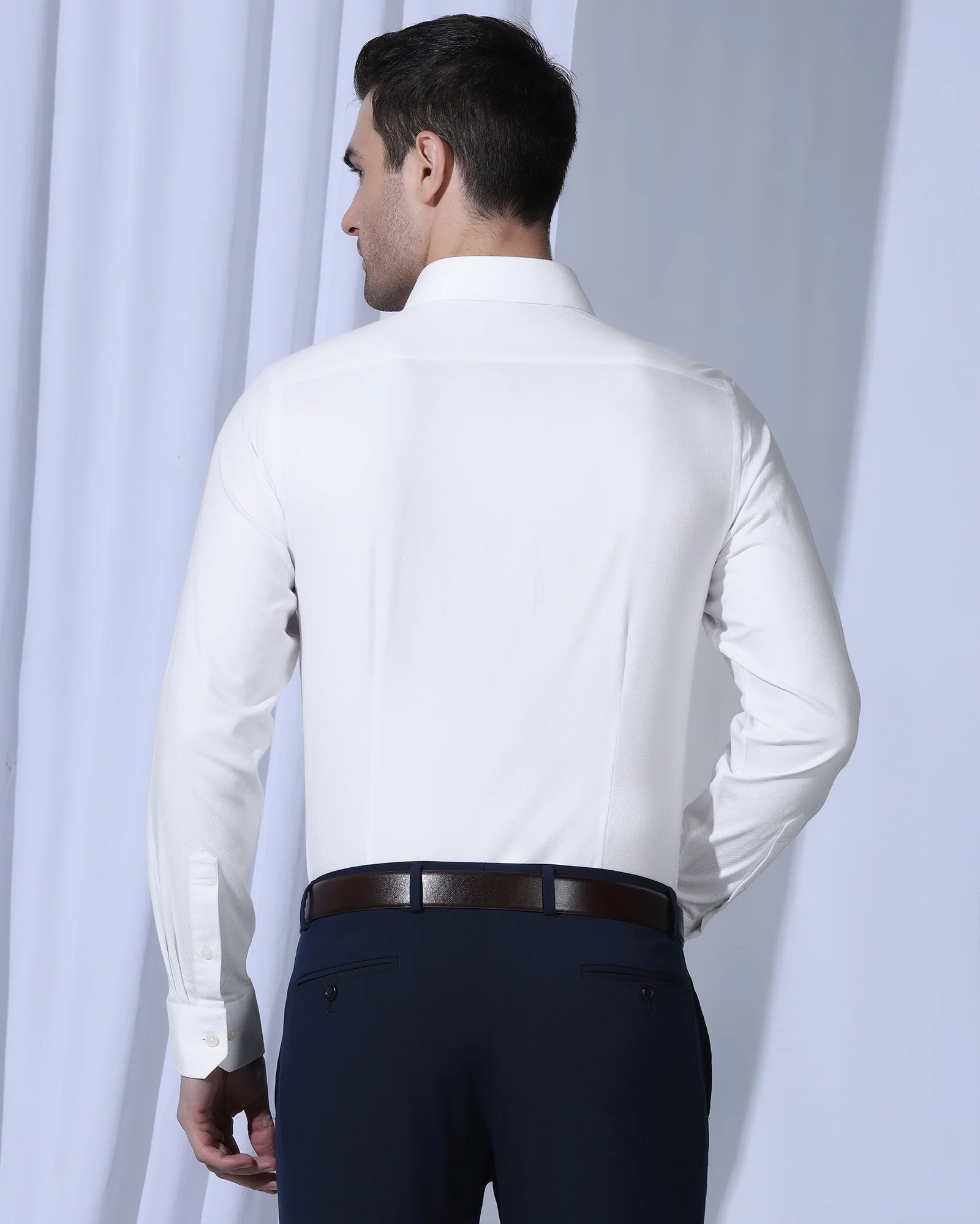Formal White Textured Shirt - Noir - Image 2