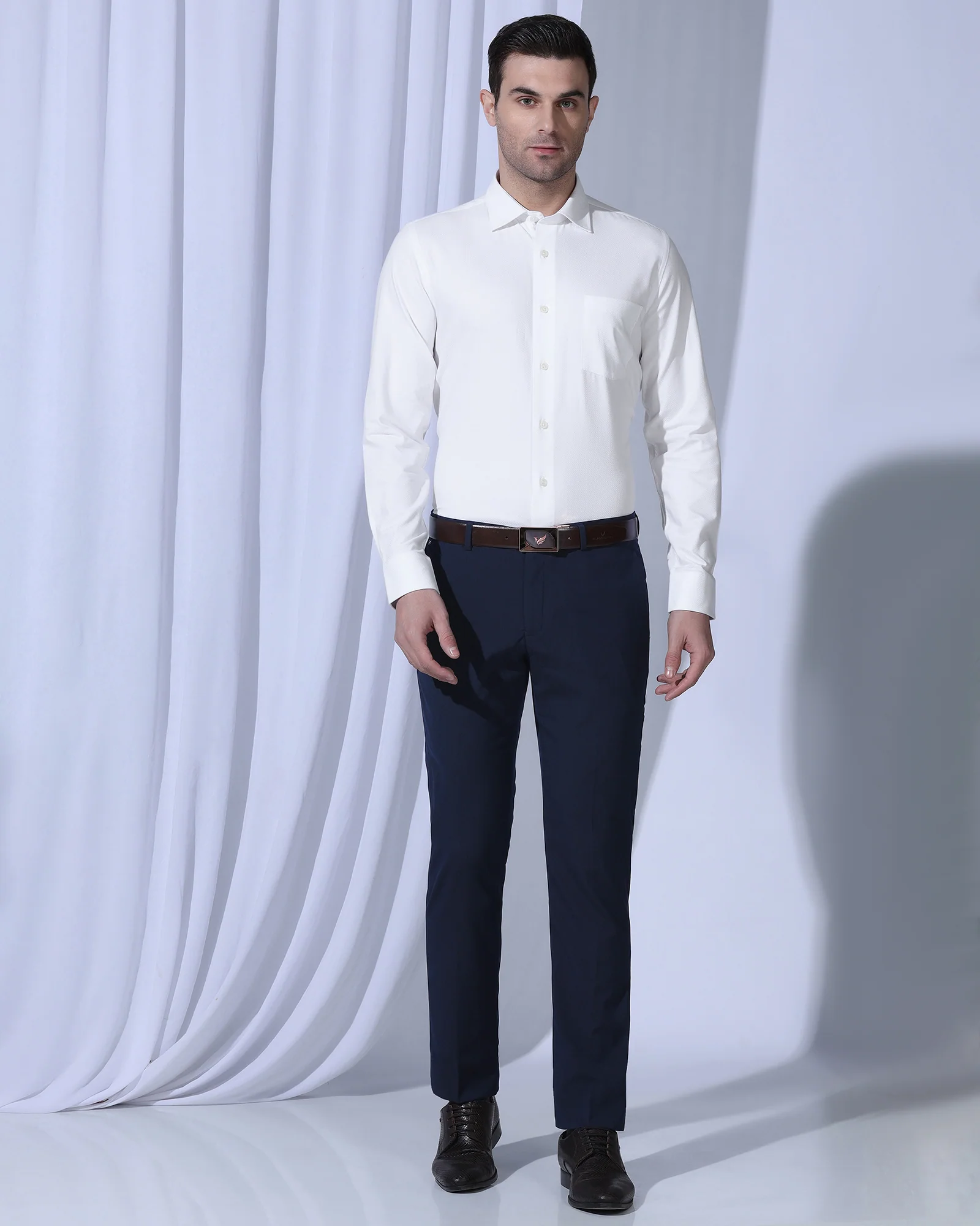 Formal White Textured Shirt - Noir - Image 3