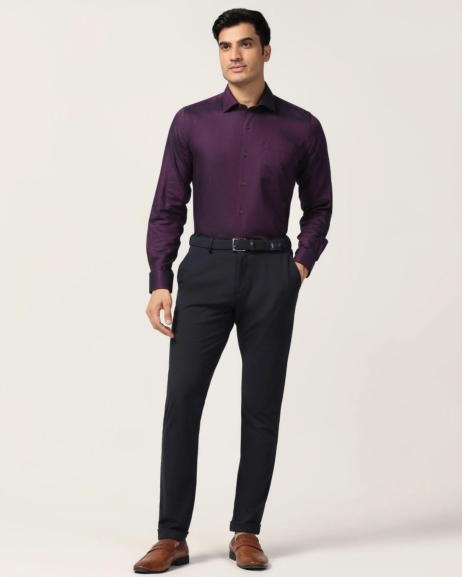 Formal Wine Textured Shirt - Albus - Image 3