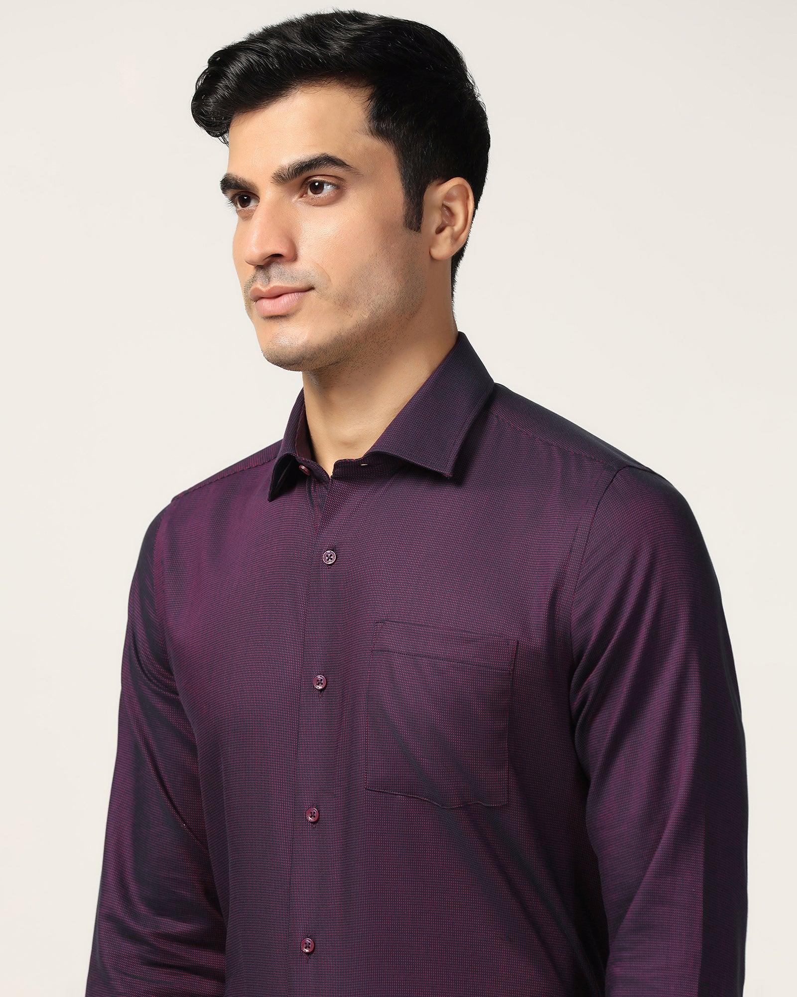 Formal Wine Textured Shirt - Albus - Image 4