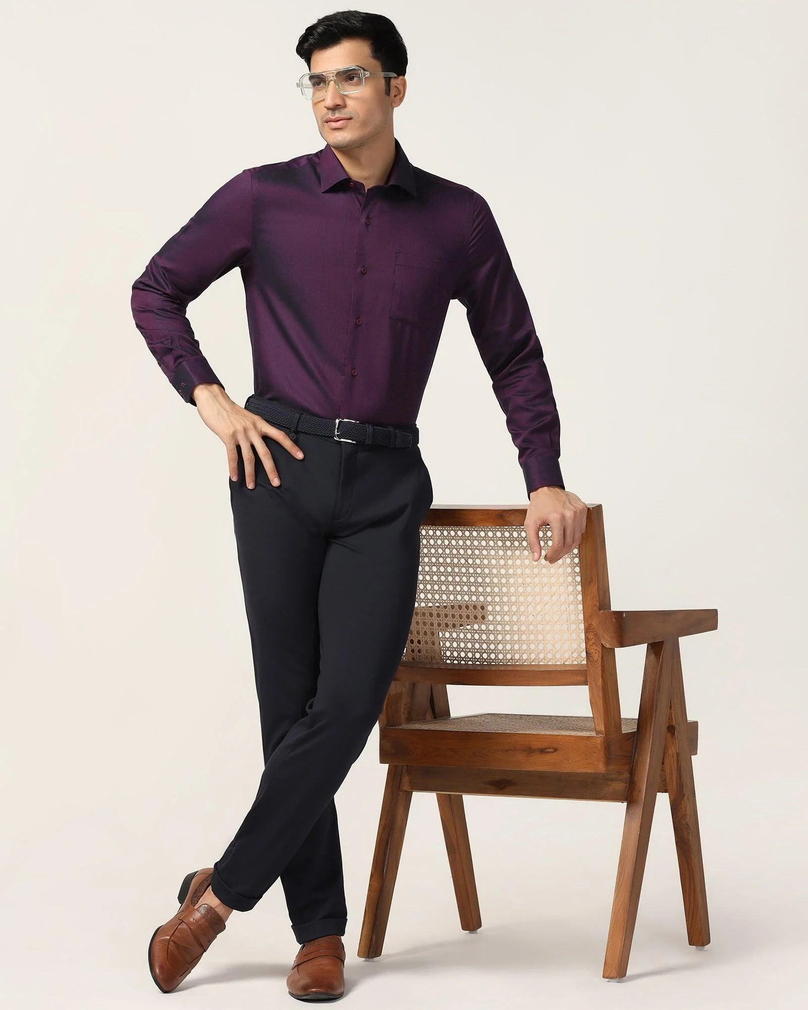 Formal Wine Textured Shirt - Albus - Image 7