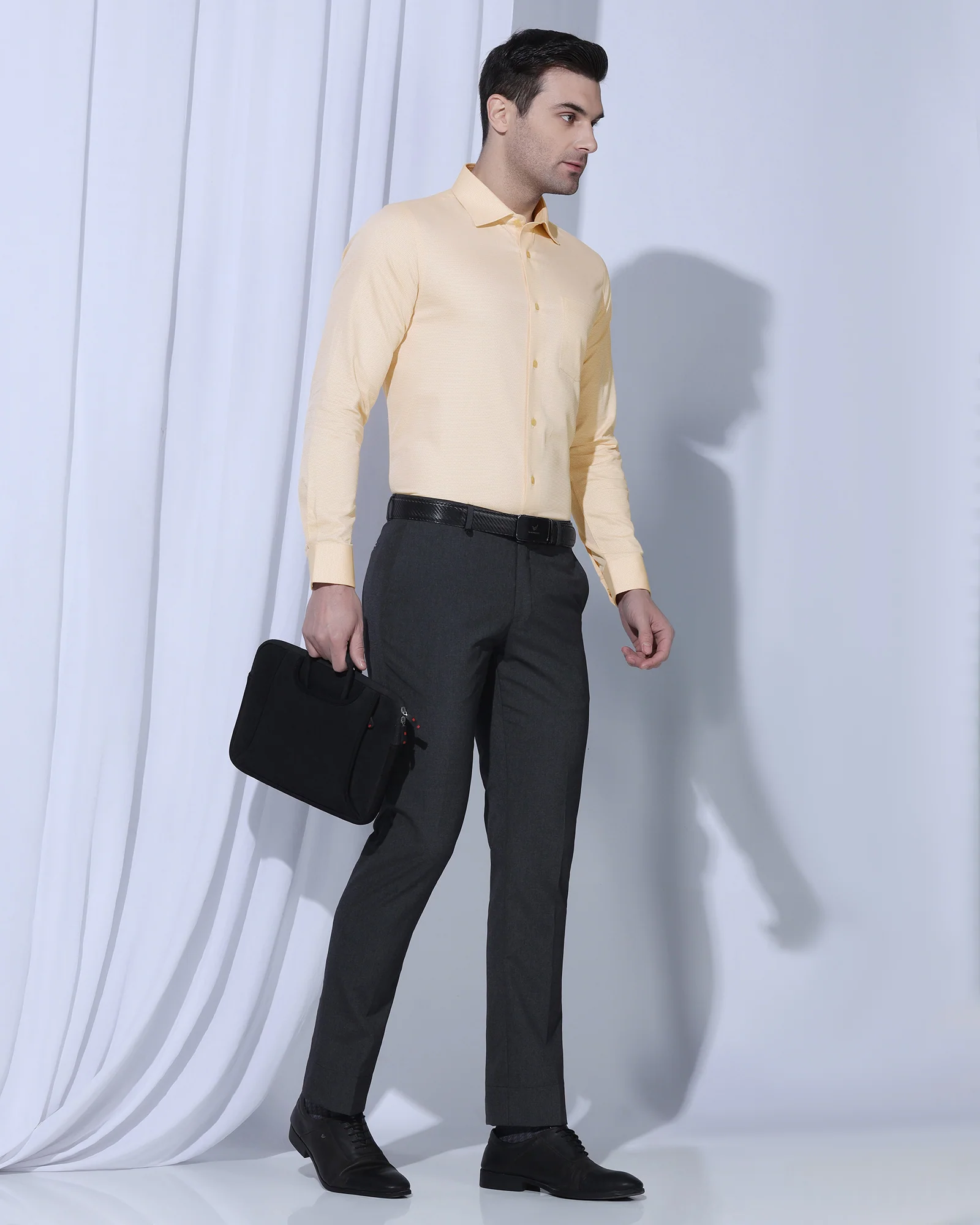 Formal Yellow Textured Shirt - Benet - Image 7