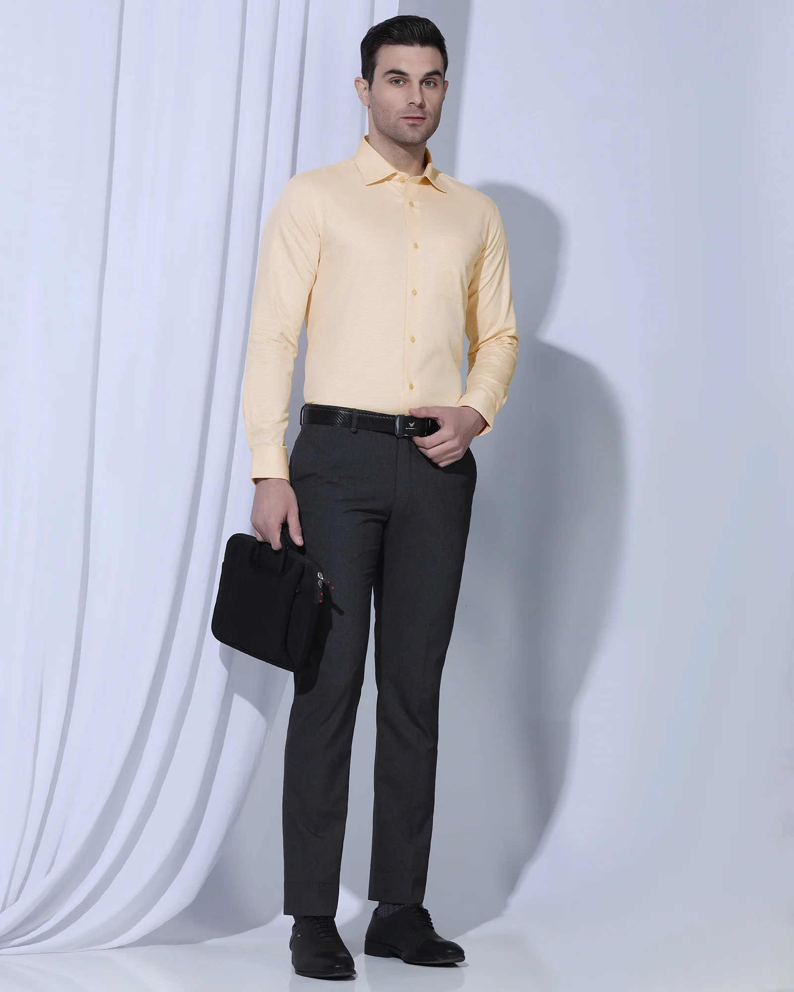 Formal Yellow Textured Shirt - Benet - Image 8