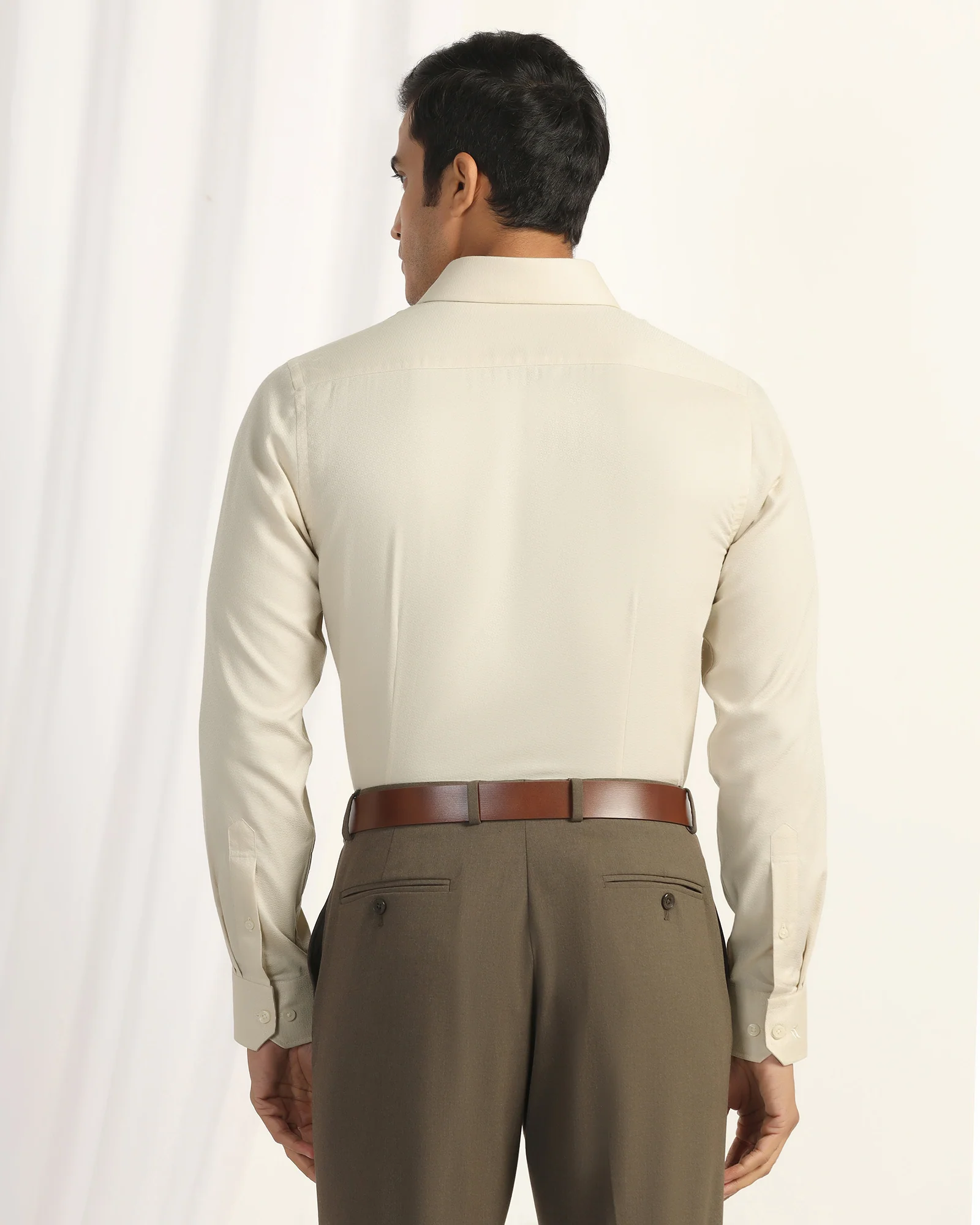 Formal Yellow Textured Shirt - Brick - Image 2