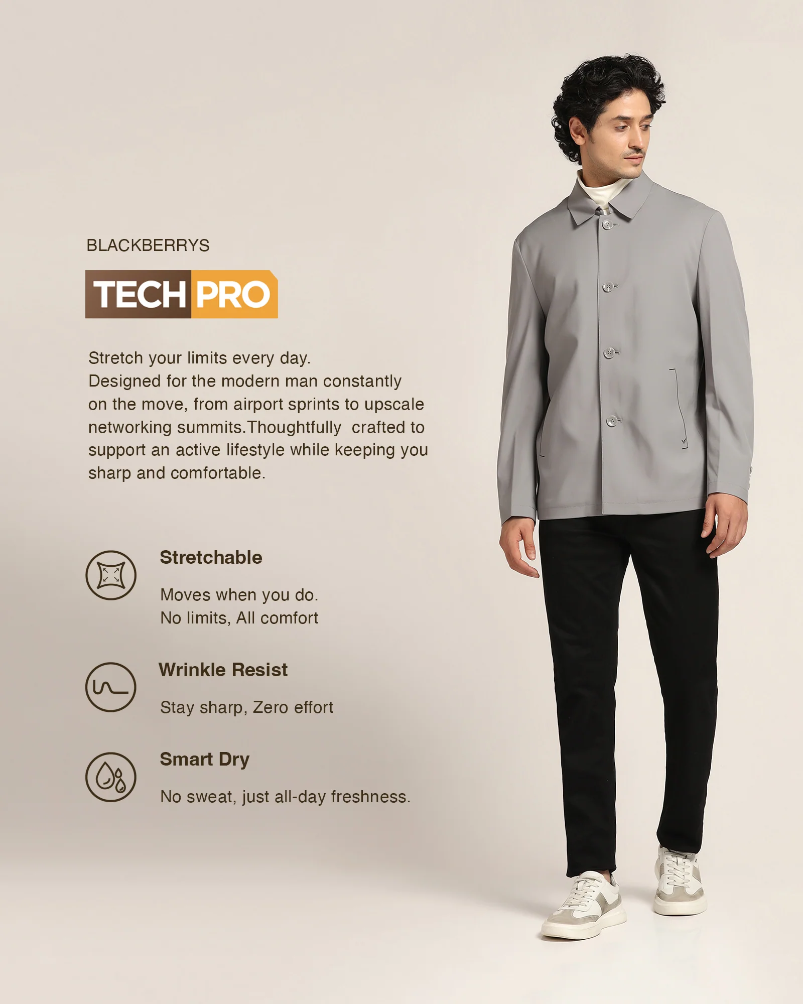 TechPro Grey Solid Jacket - Jackpot - Image 3