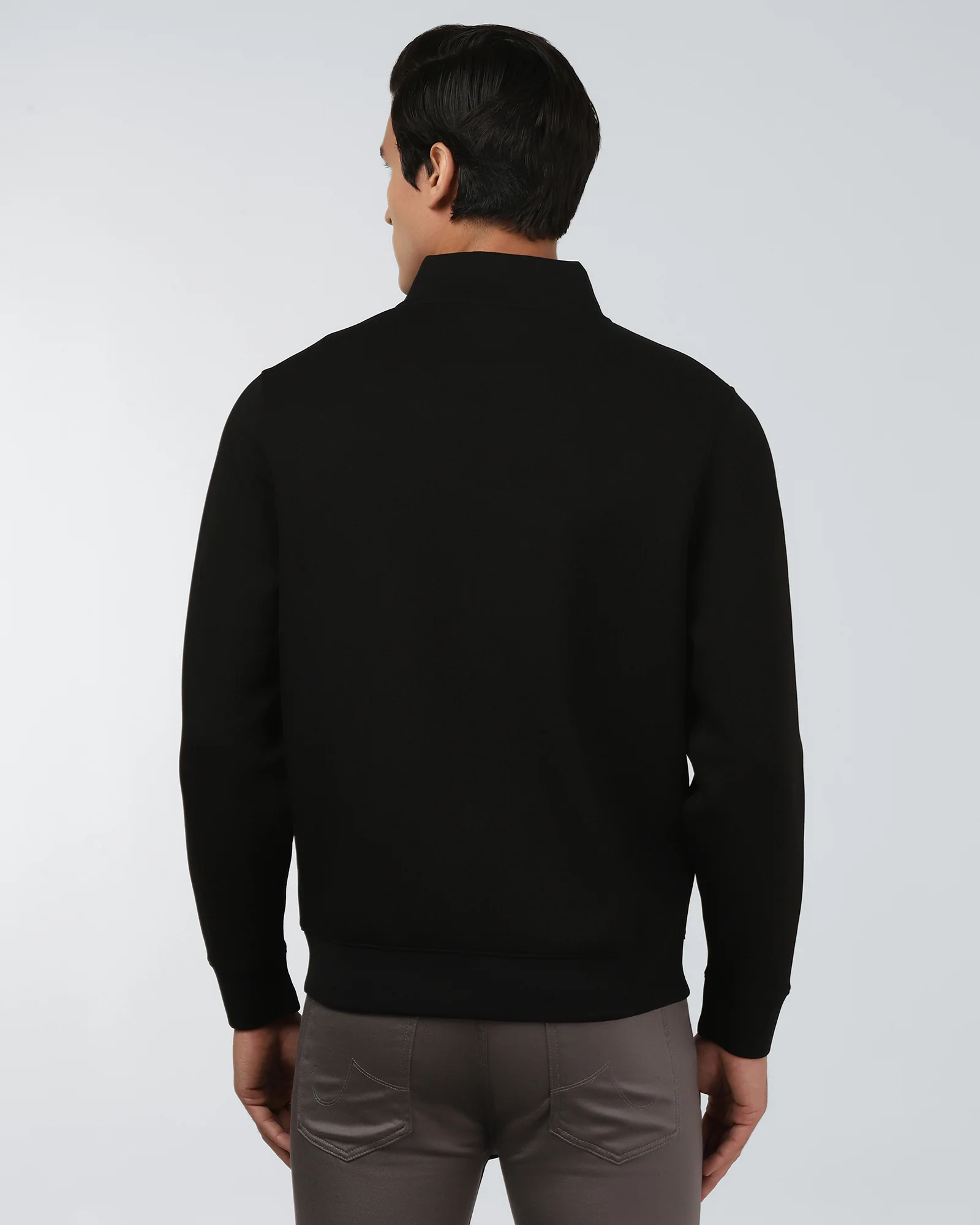 High Neck Black Solid Sweatshirt - Ryukk - Image 2