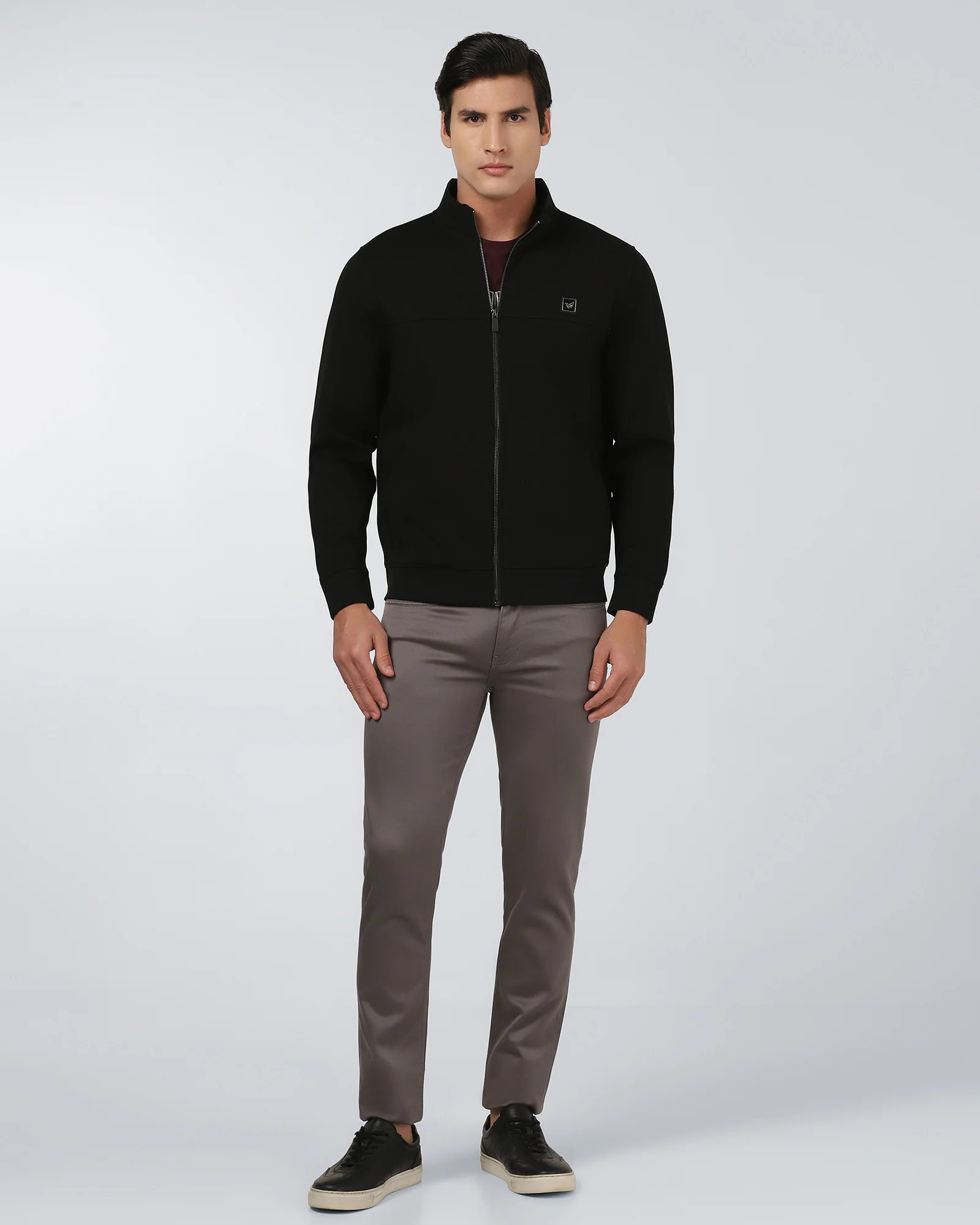 High Neck Black Solid Sweatshirt - Ryukk - Image 3