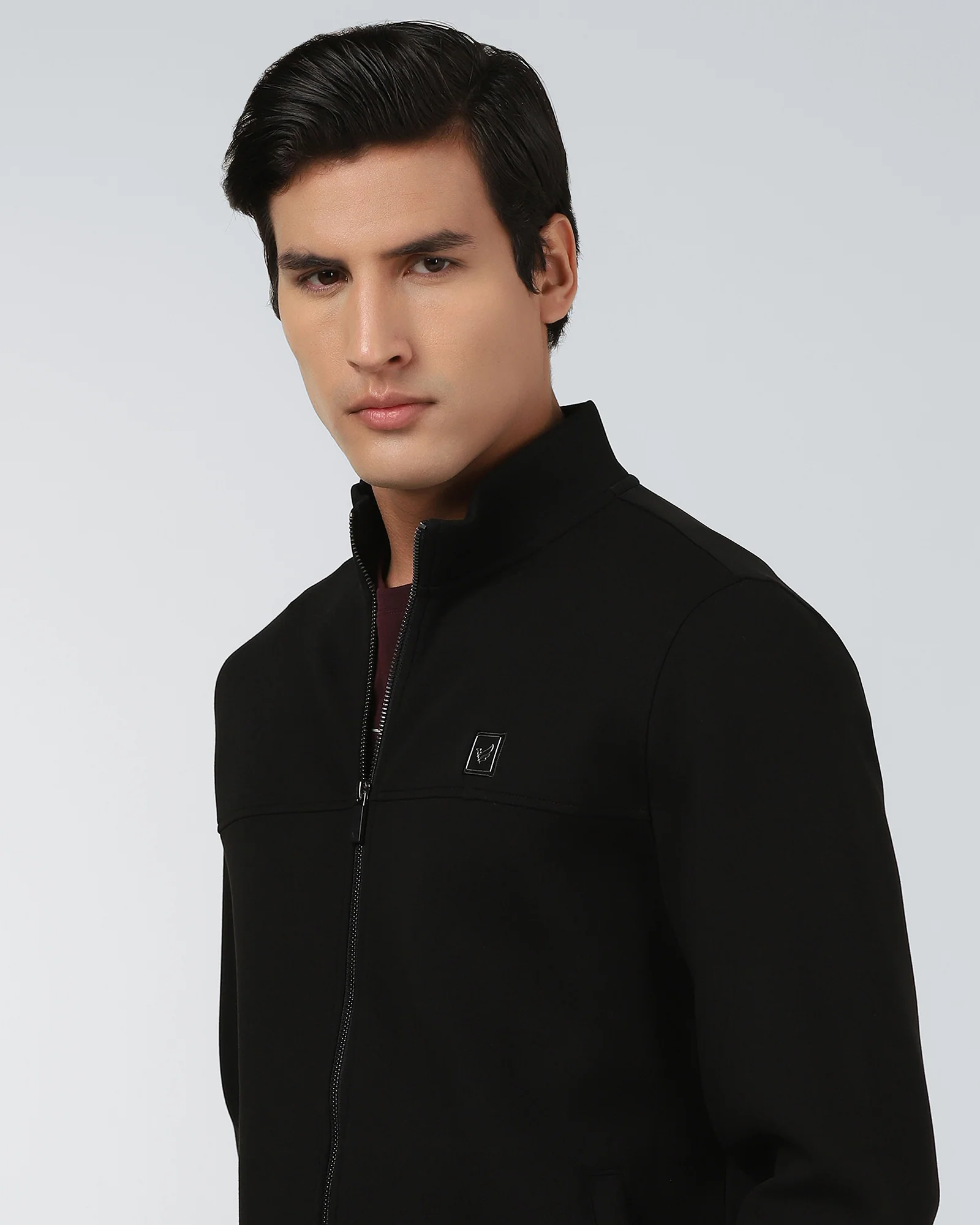 High Neck Black Solid Sweatshirt - Ryukk - Image 4