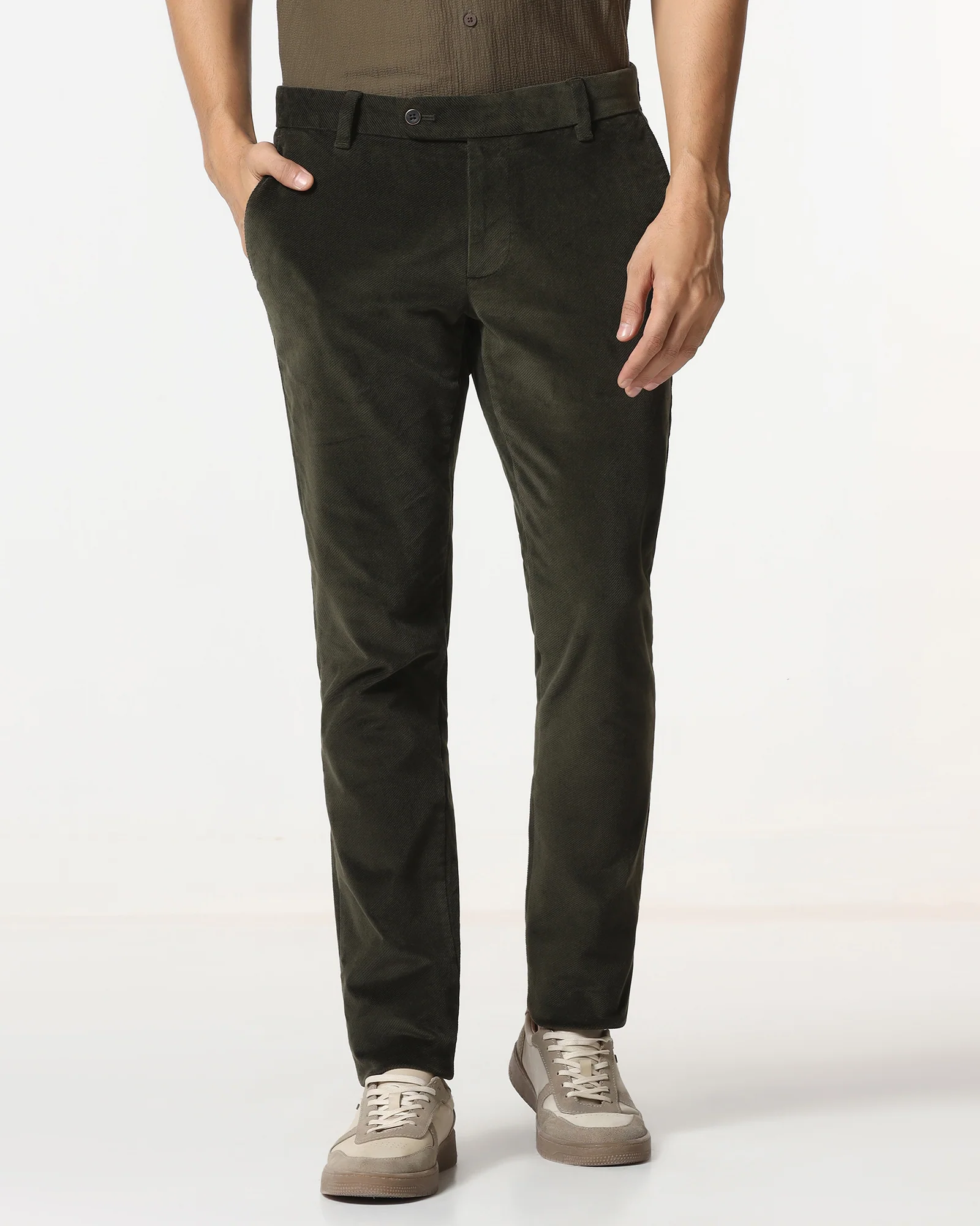 Green Corduroy Solid Khakis - Fraser - Image 3