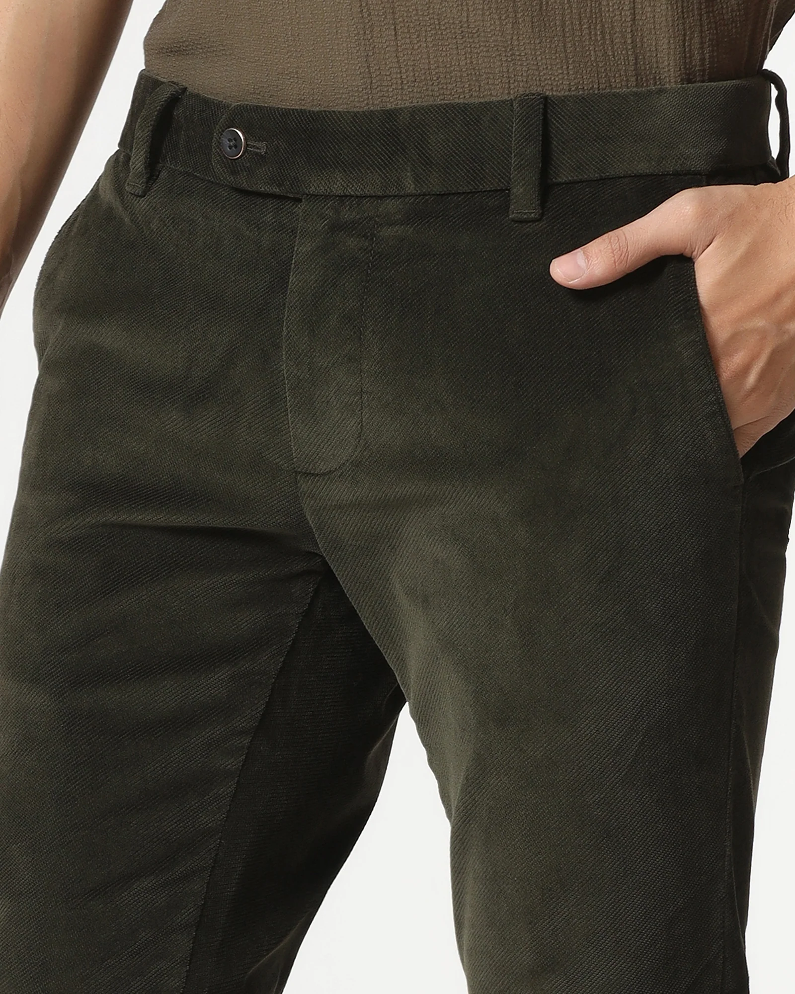 Green Corduroy Solid Khakis - Fraser - Image 4