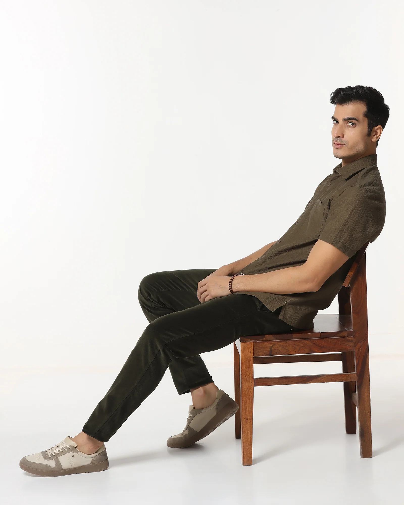 Green Corduroy Solid Khakis - Fraser - Image 5