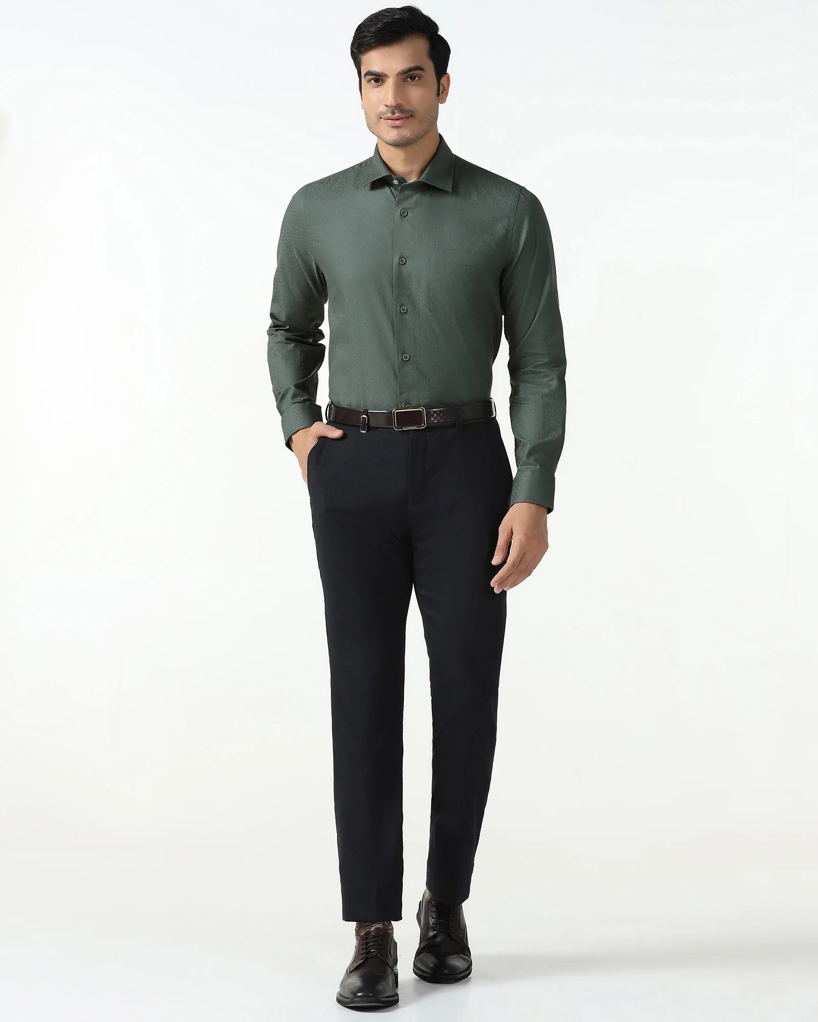 Green Jacquard Shirt - Romeo - Image 3