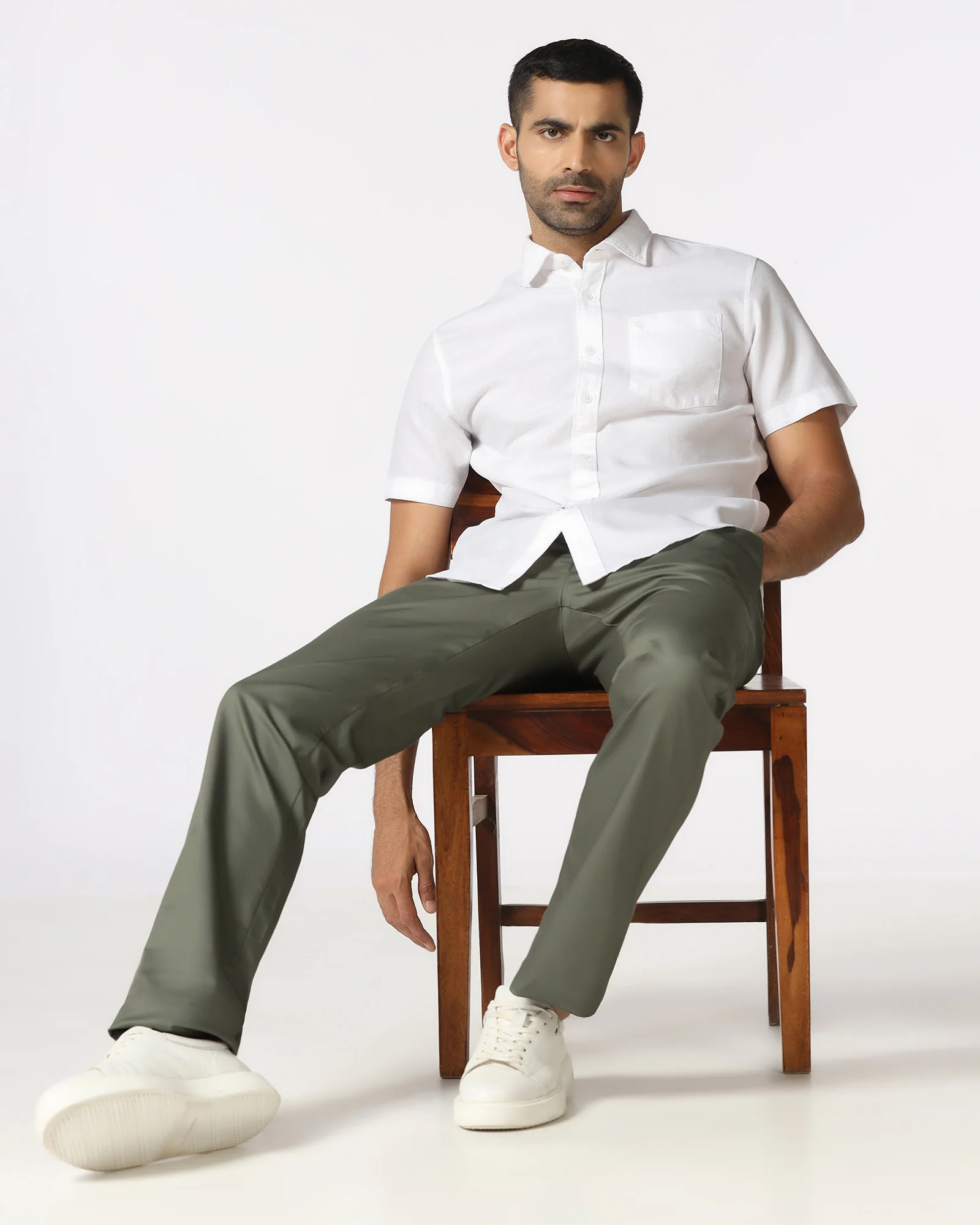 Green Non Iron Solid Khakis - Peter - Image 5