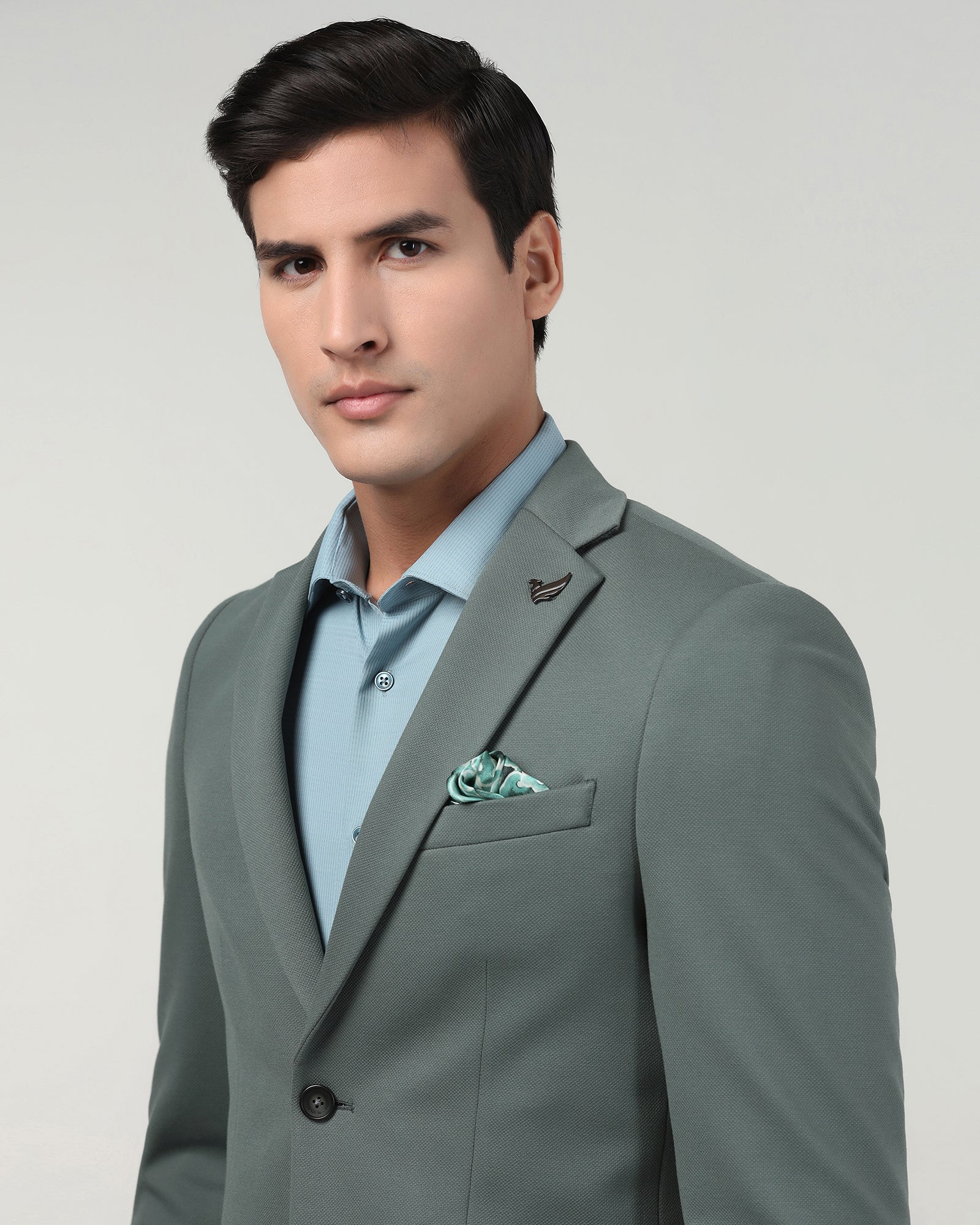 Green Textured Blazer - Lionel - Image 4