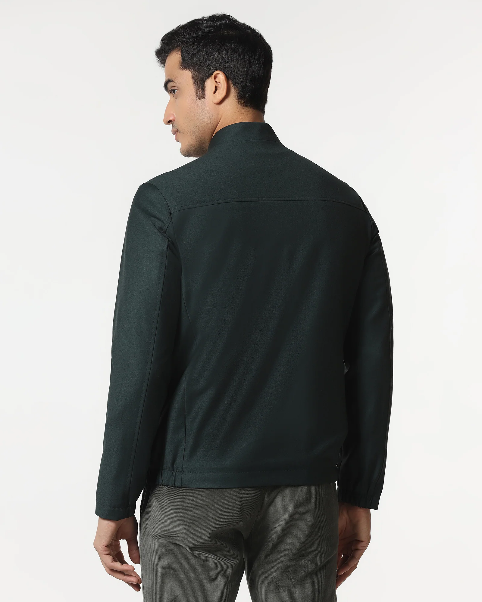 Green Solid Zipper Jacket - Zeno - Image 2
