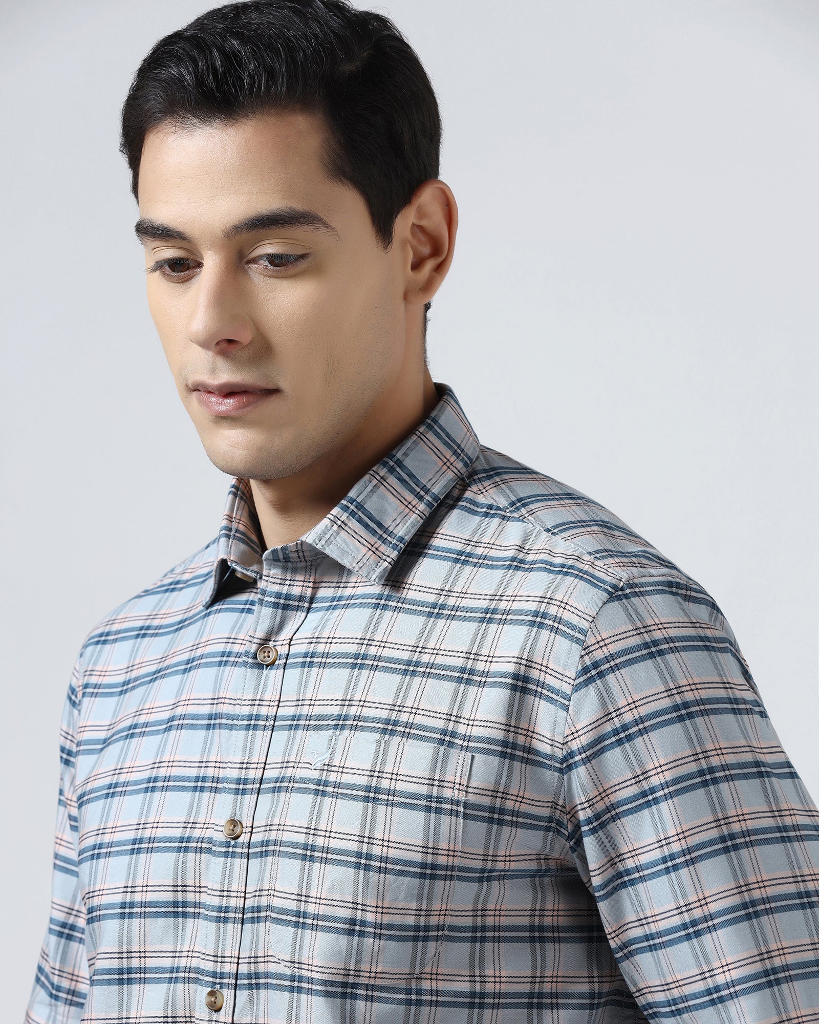 Grey Check Shirt - Valento - Image 4