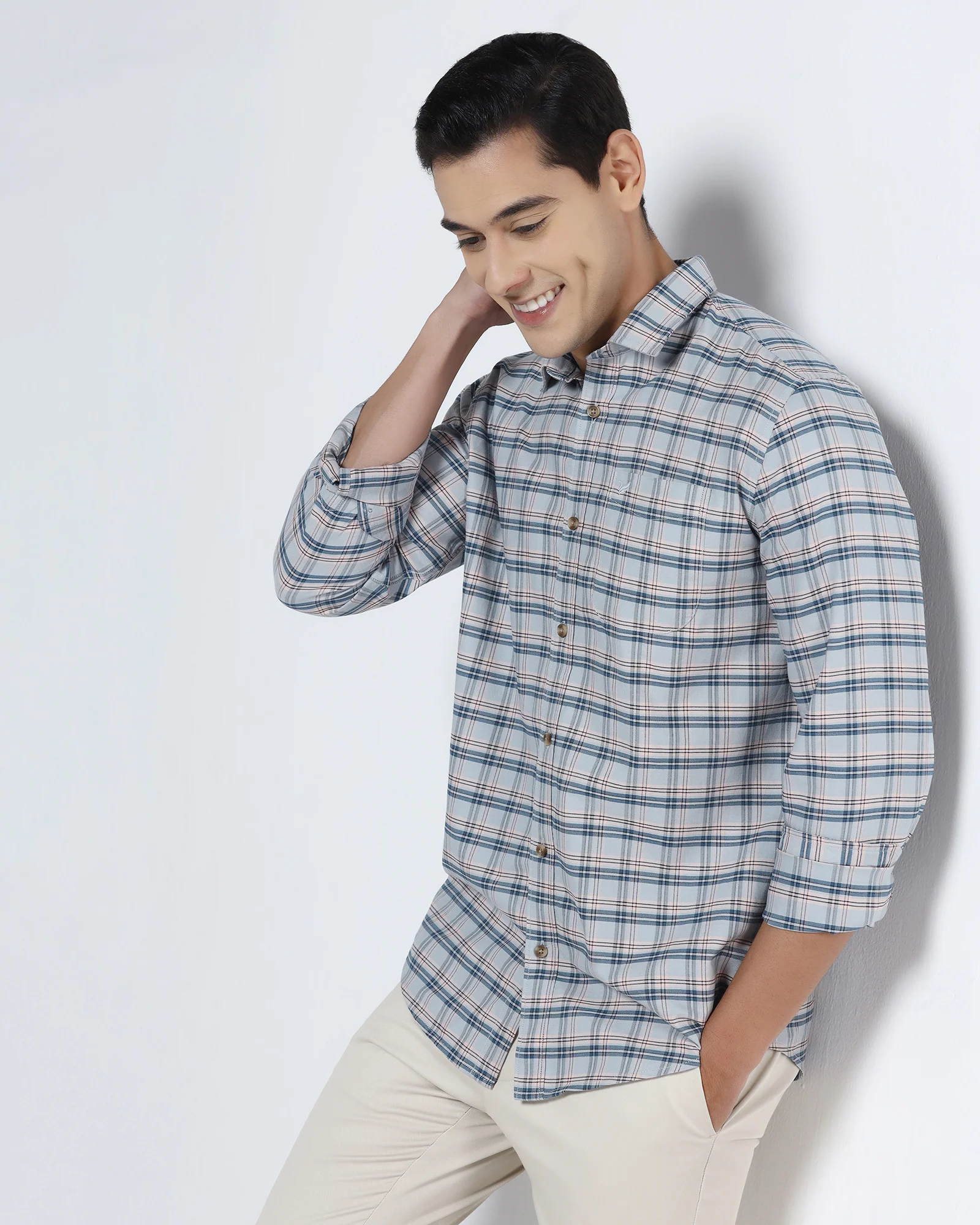 Grey Check Shirt - Valento - Image 7