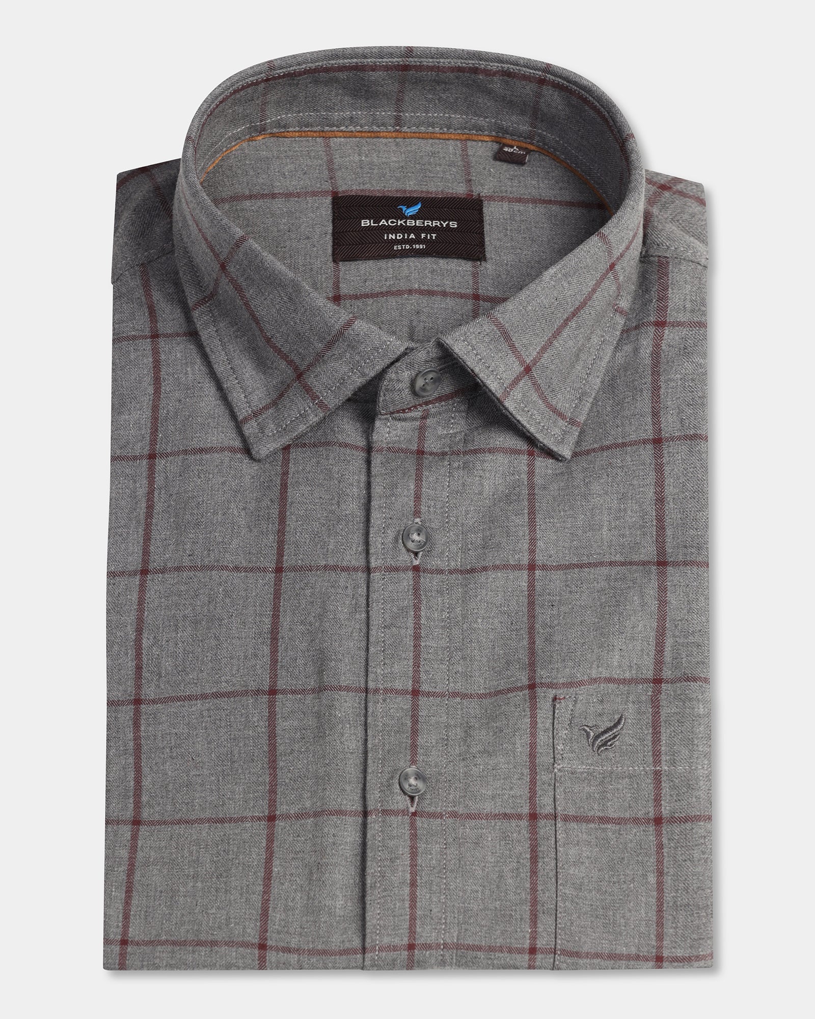 Grey Check Shirt - Wishk - Image 5