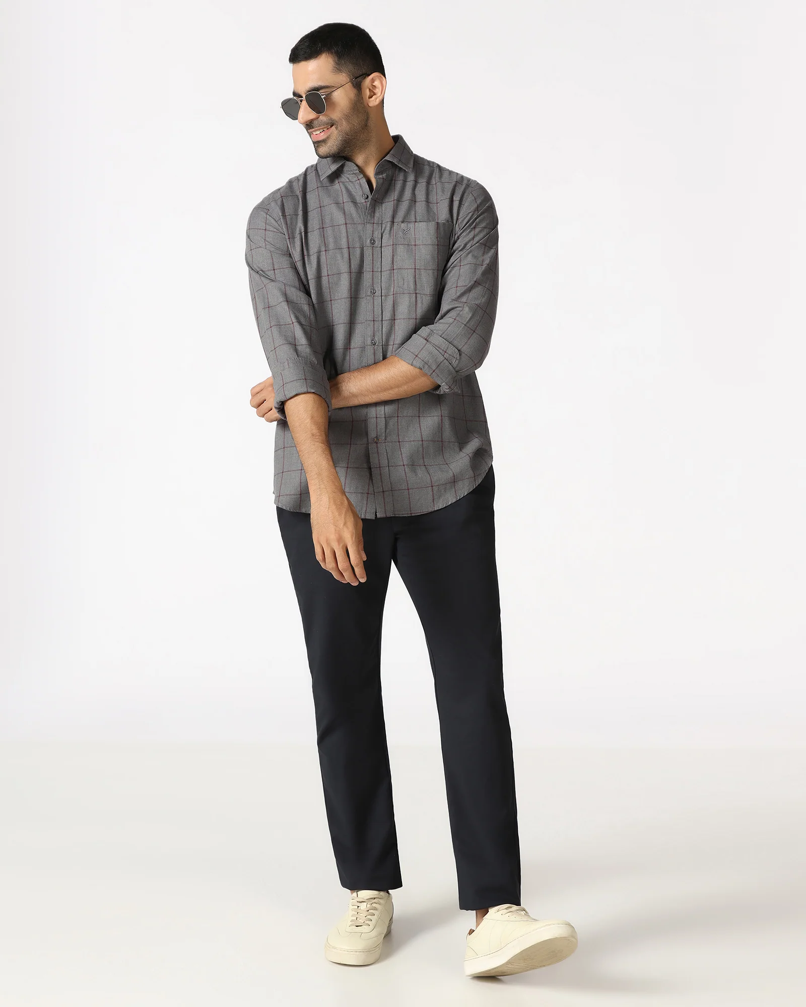 Grey Check Shirt - Wishk - Image 9