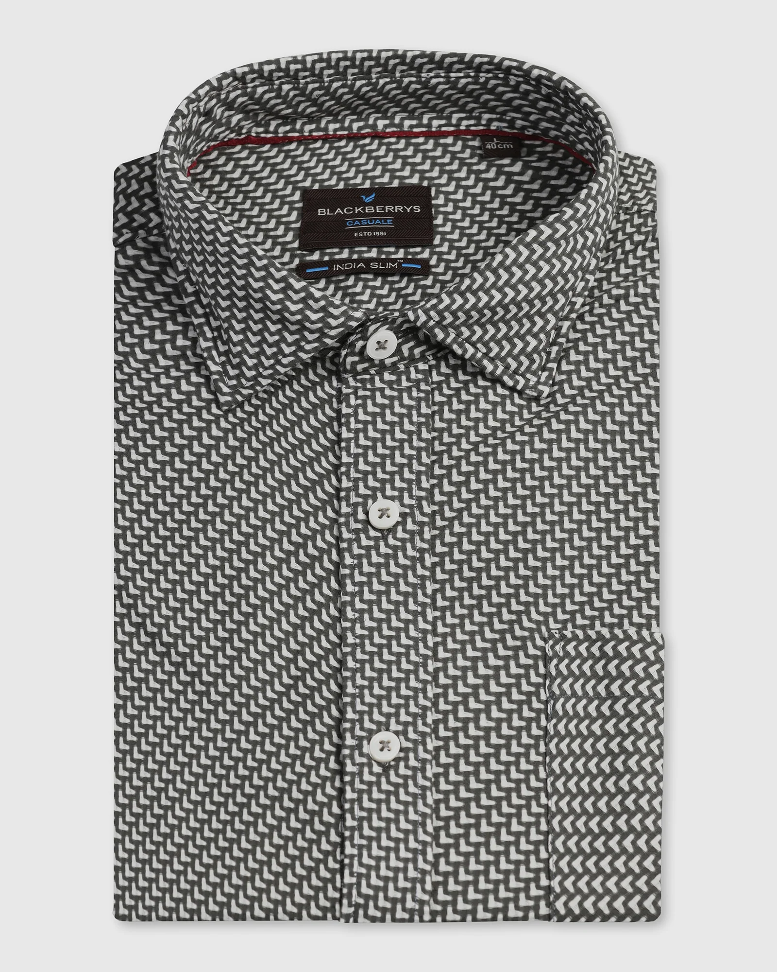 Grey Half Sleeve Textured Shirt - Durlan - Image 5