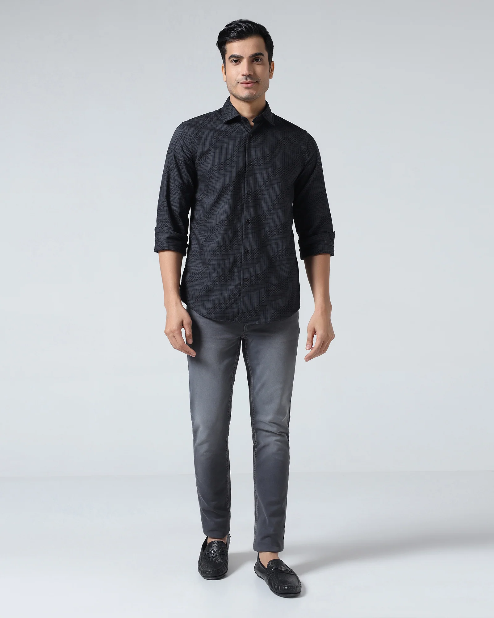 Grey Jacquard Shirt - Neol - Image 3