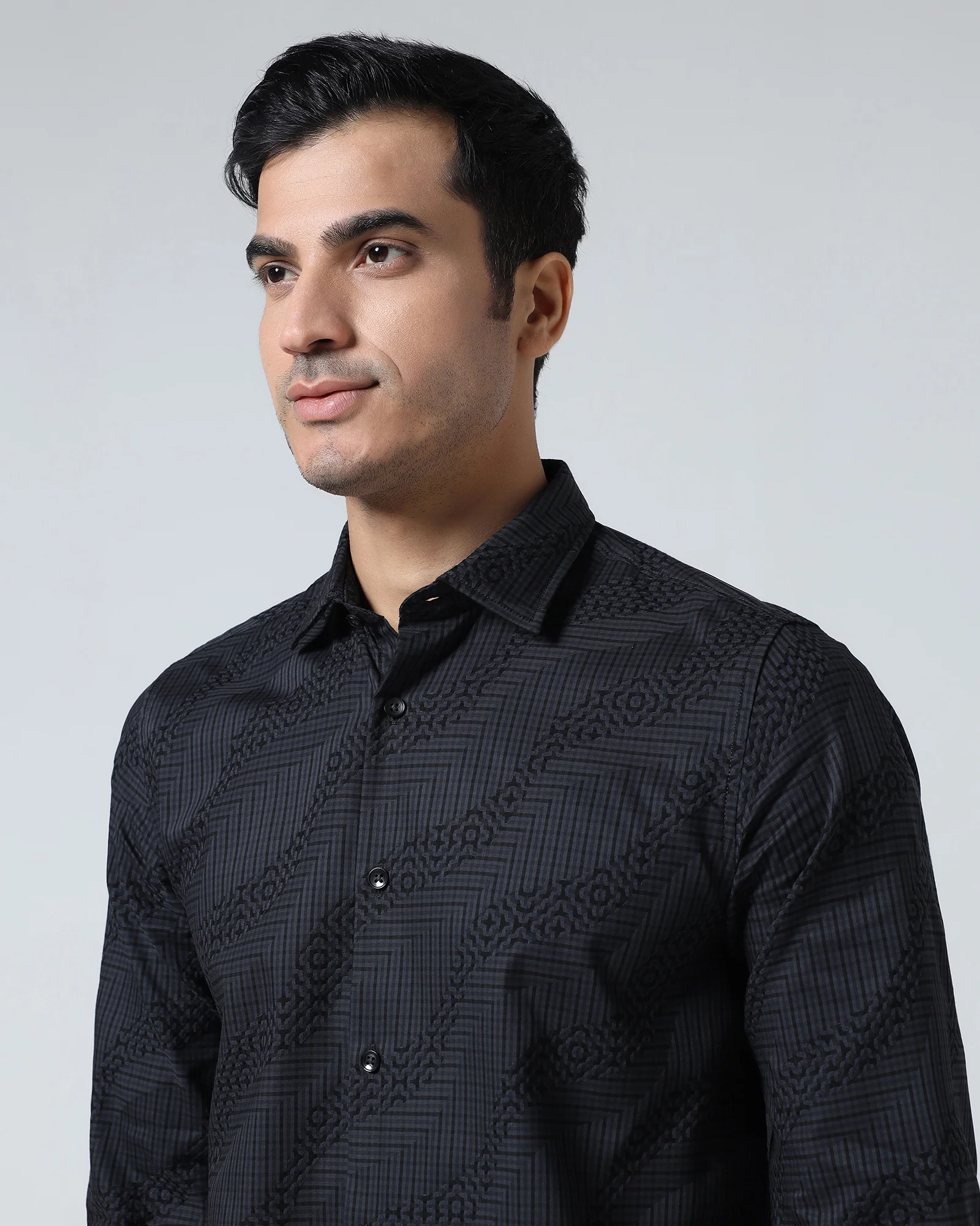 Grey Jacquard Shirt - Neol - Image 4