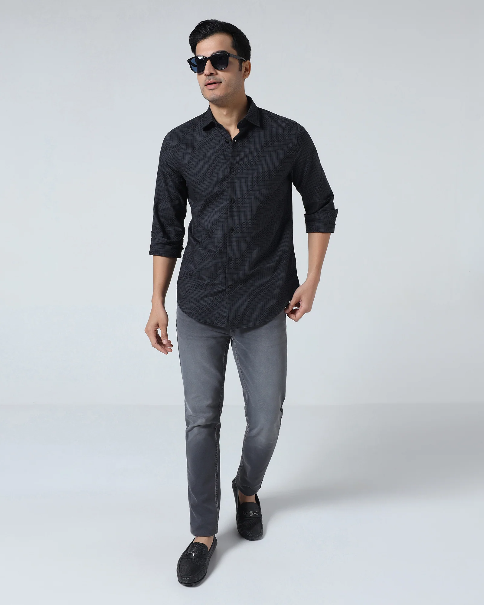 Grey Jacquard Shirt - Neol - Image 7