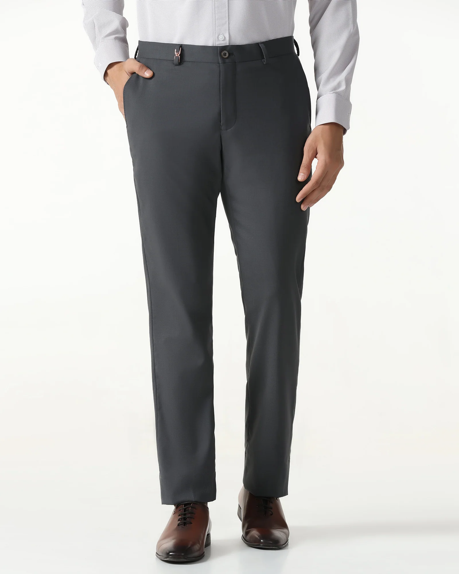 Grey Luxe Solid Trouser - Meter - Image 3
