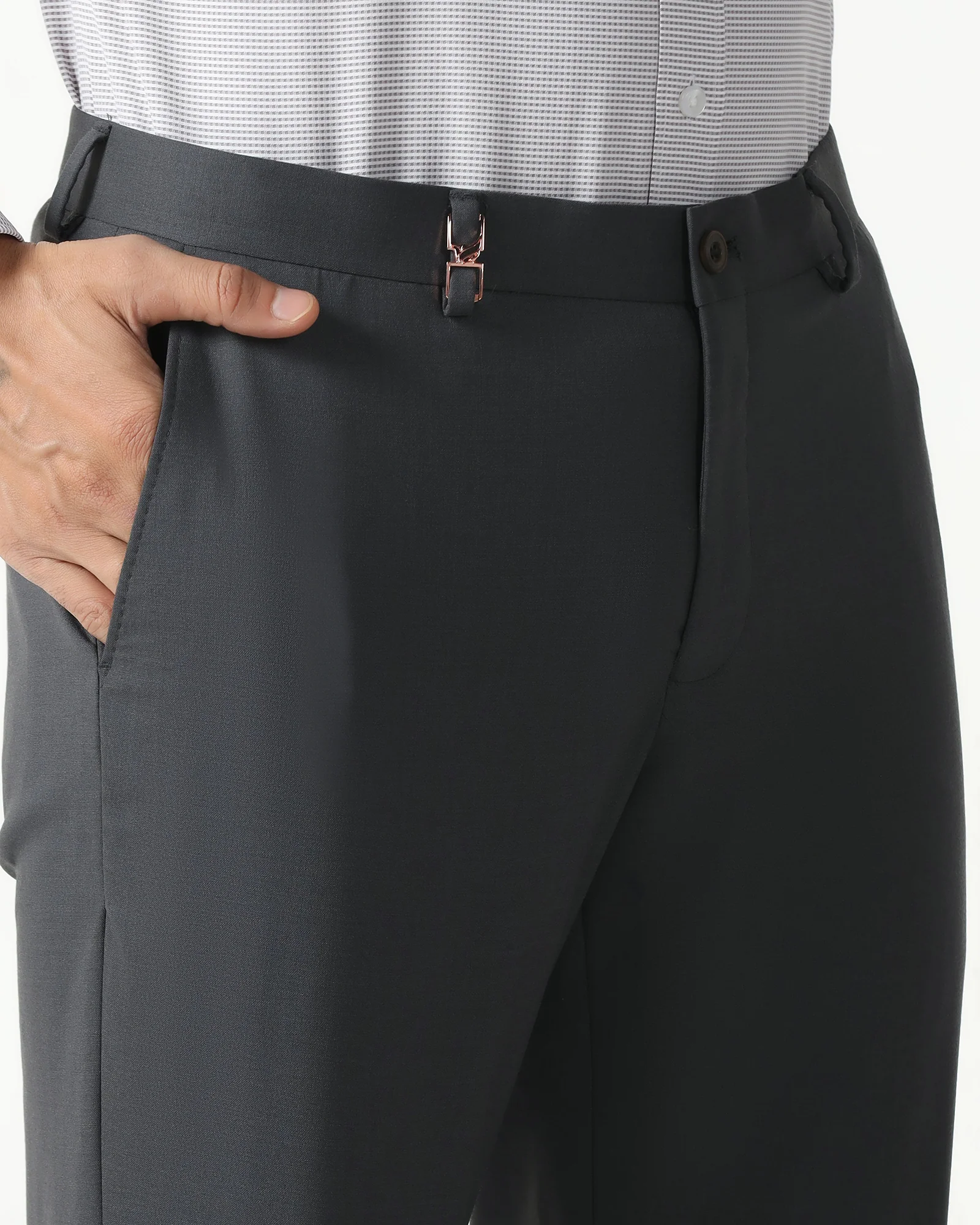 Grey Luxe Solid Trouser - Meter - Image 4