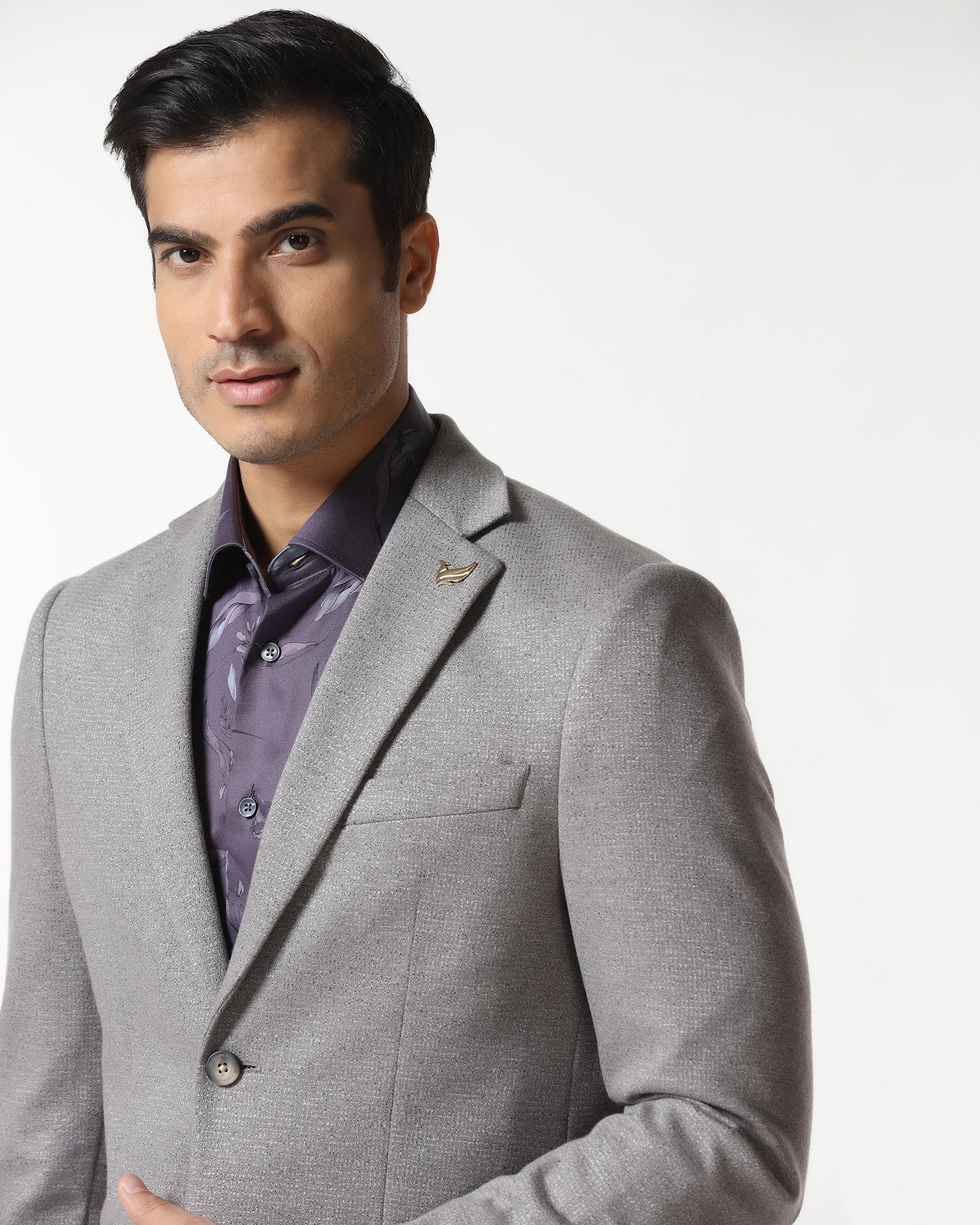 Grey Luxe Textured Blazer - Baleno - Image 4