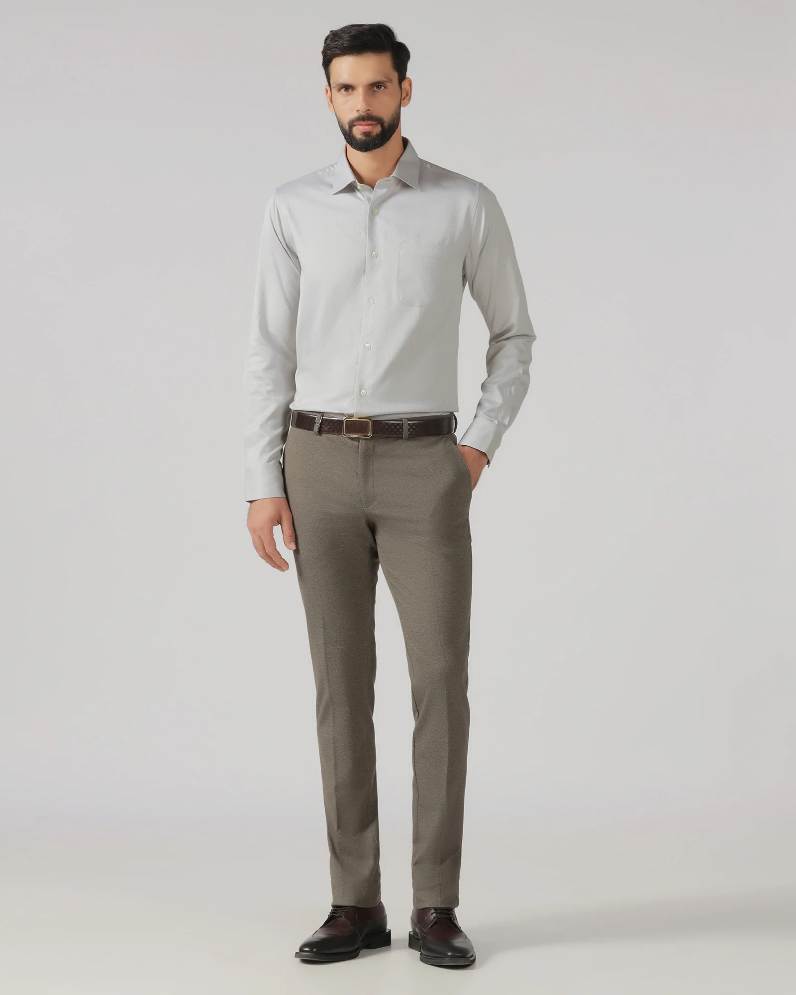 Grey Luxe Textured Shirt - Honor - Image 3
