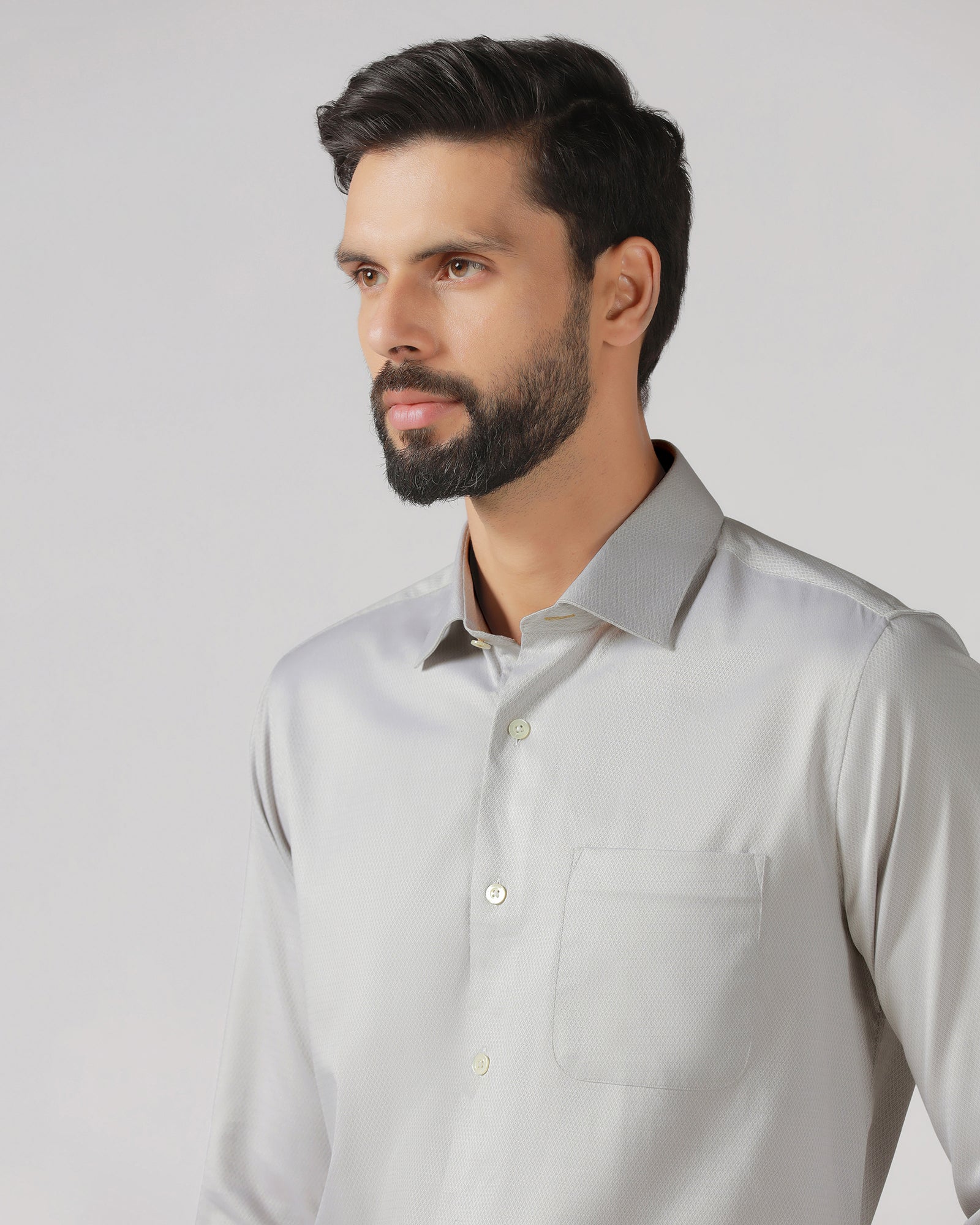 Grey Luxe Textured Shirt - Honor - Image 4