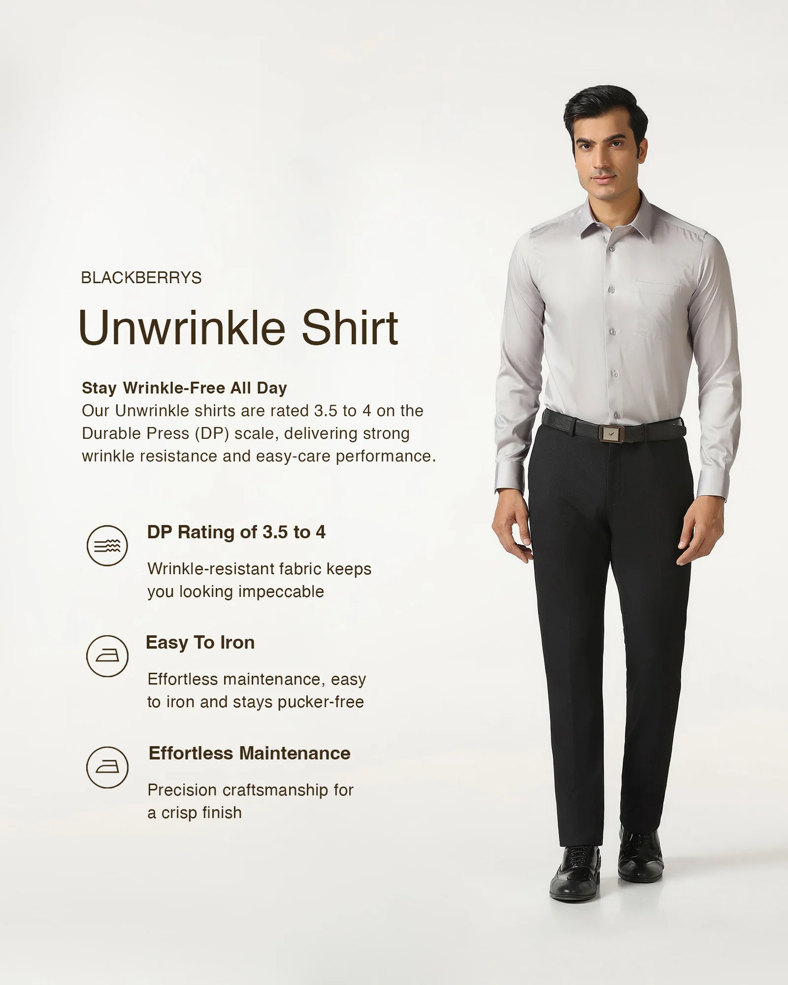 Grey Non Iron Solid Shirt - Sailor - Image 3