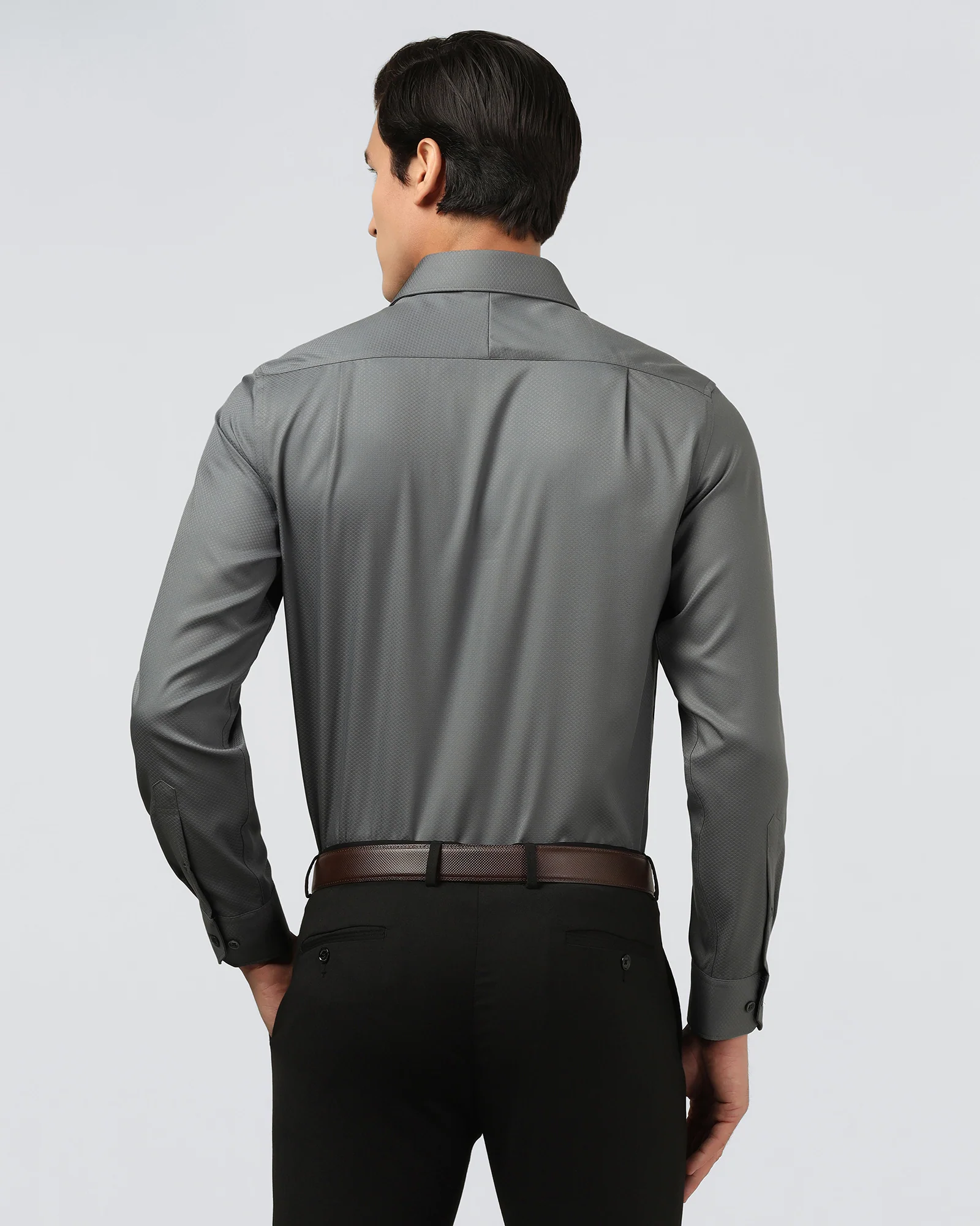 Grey Non Iron Textured Shirt - Erik - Image 2