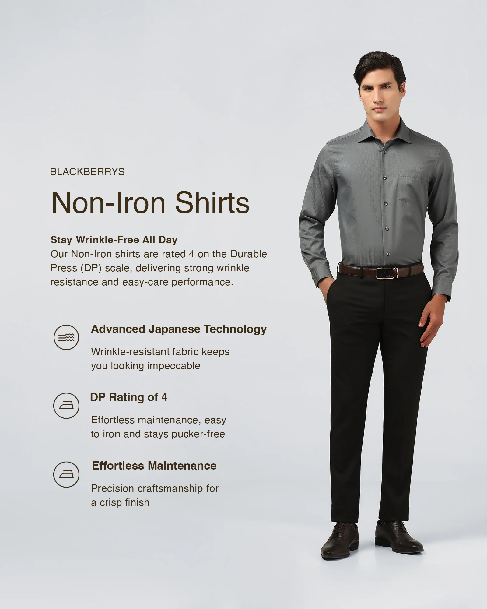 Grey Non Iron Textured Shirt - Erik - Image 3