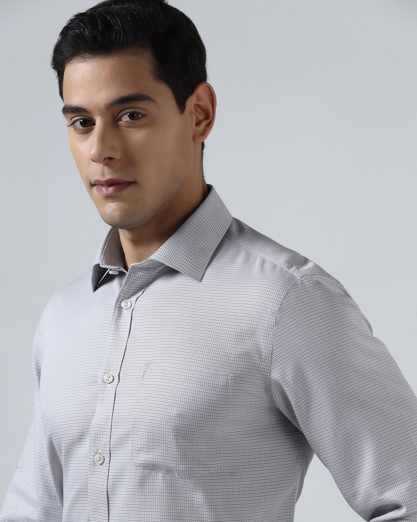 Grey Non Iron Textured Shirt - Ethan - Image 4