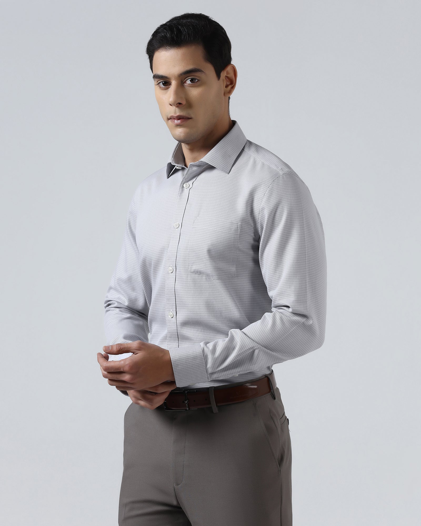 Grey Non Iron Textured Shirt - Ethan - Image 8