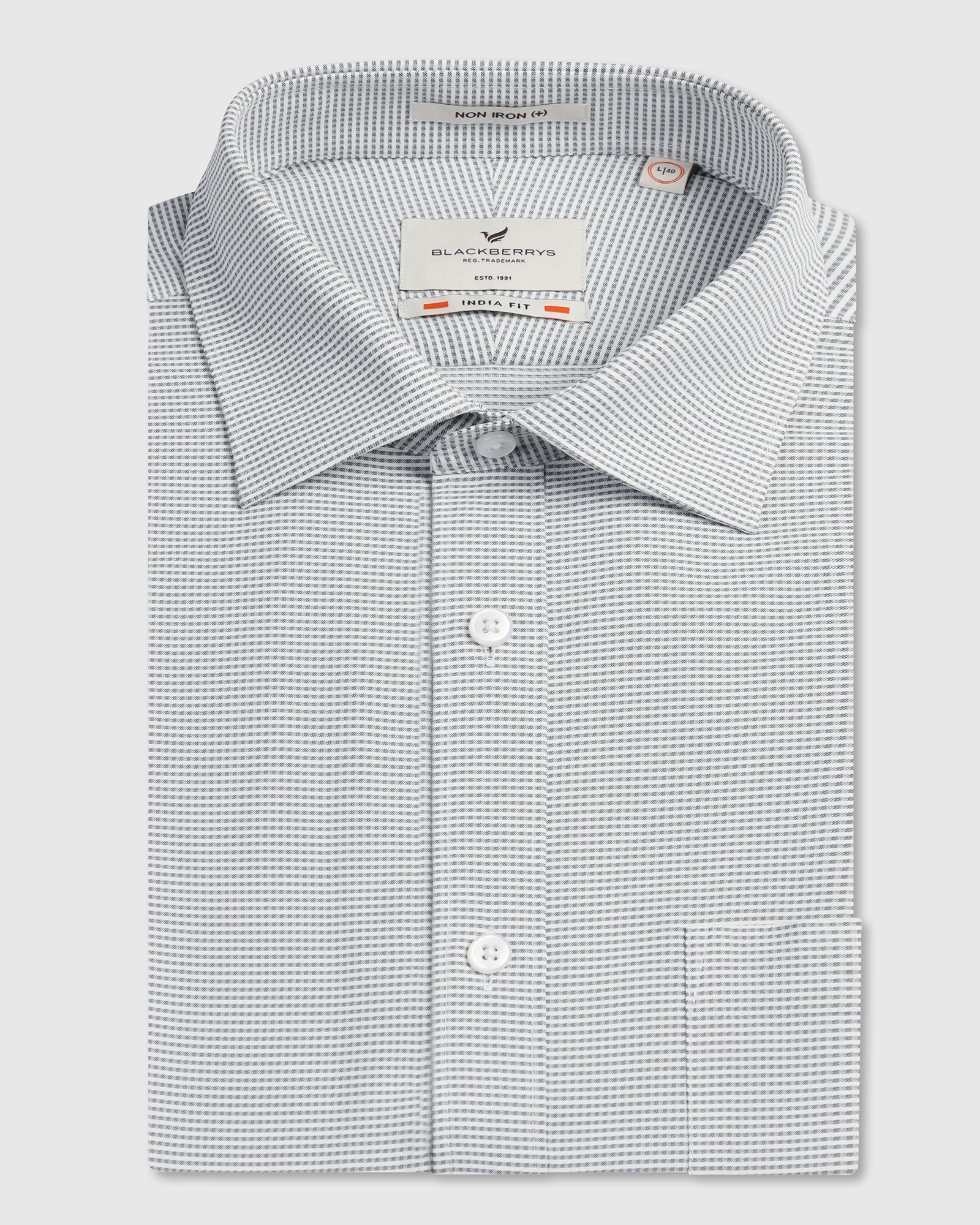 Grey Non Iron Textured Shirt - Rise - Image 5