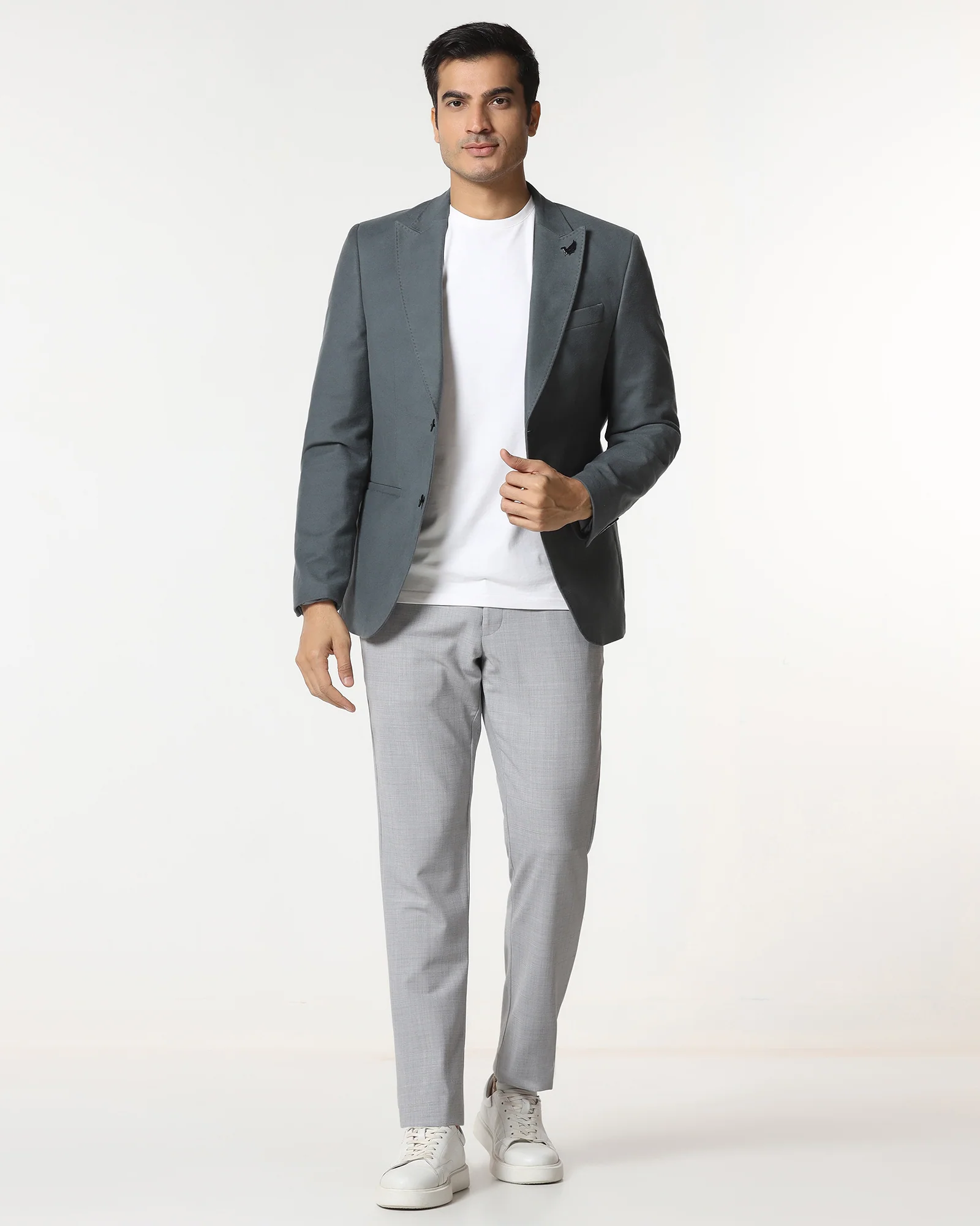 Grey Solid Blazer - Napolean - Image 6