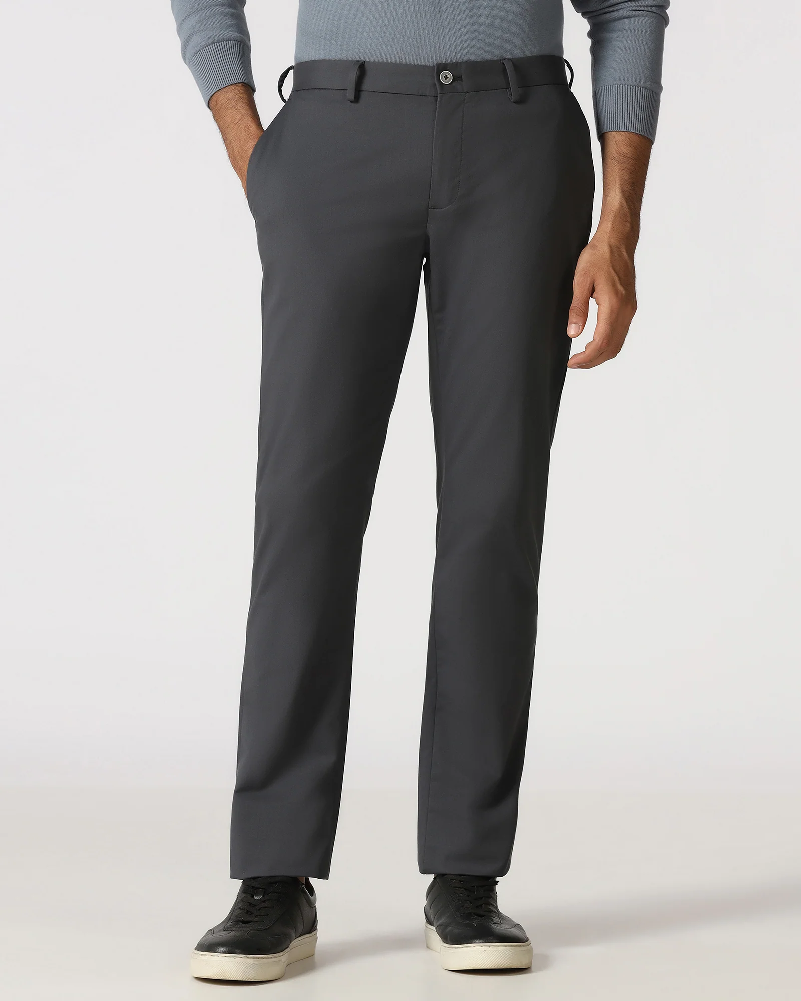 Grey Solid Khakis - Elba - Image 3