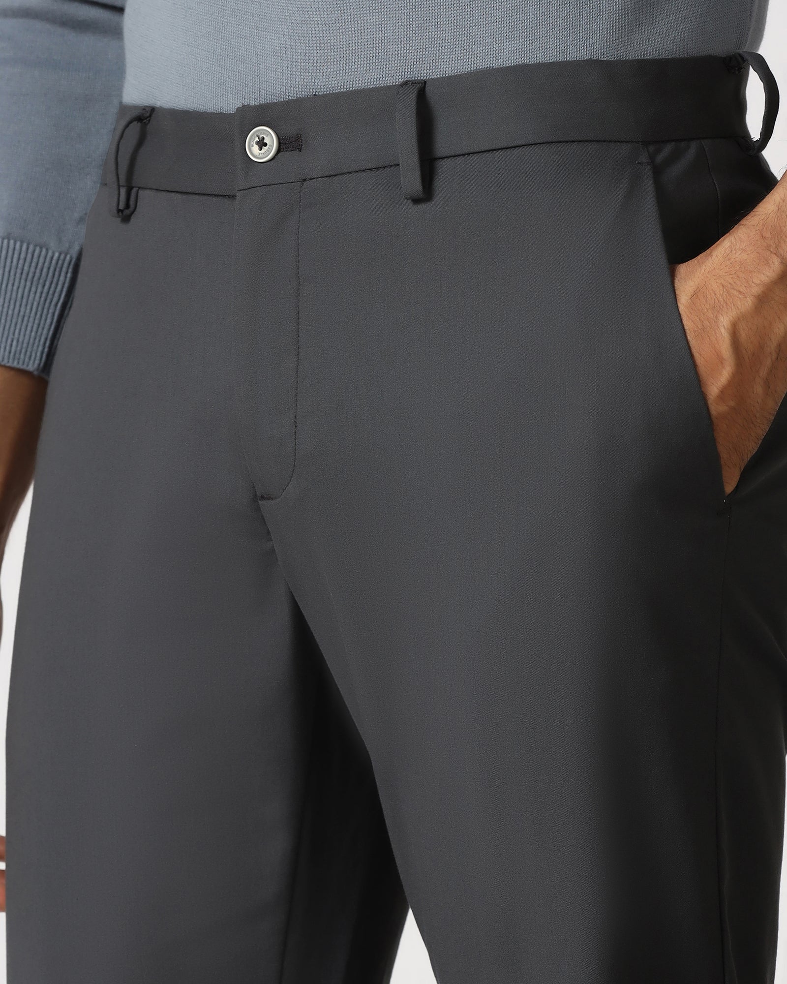 Grey Solid Khakis - Elba - Image 4