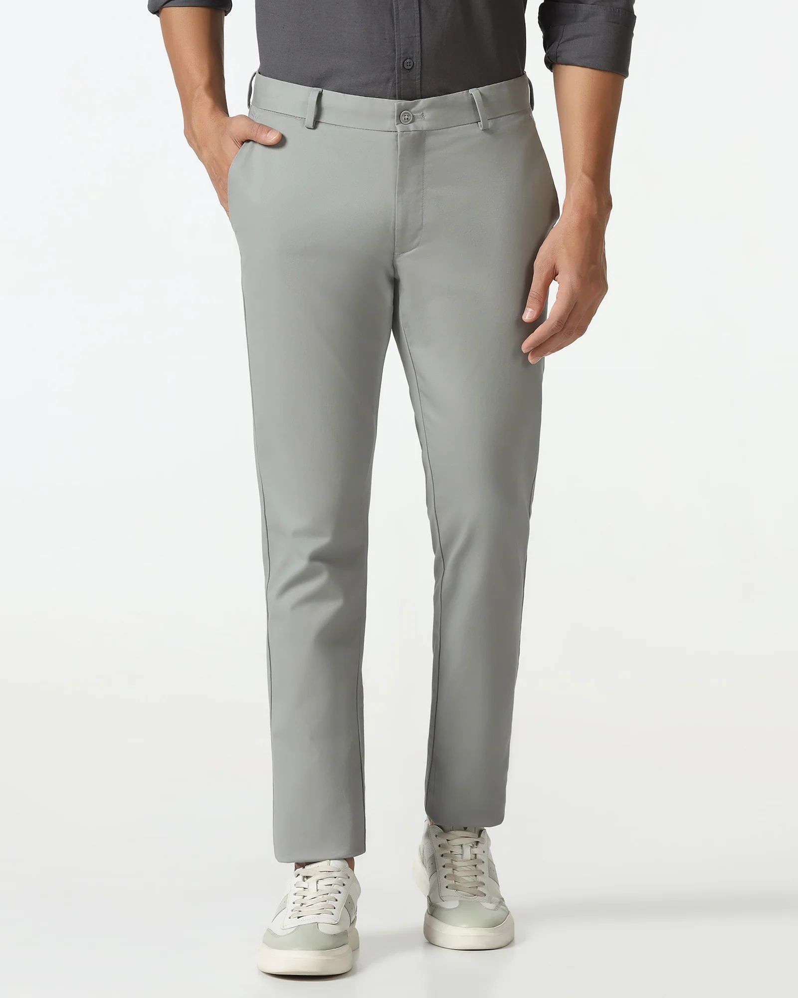 Grey Solid Khakis - Mario - Image 3