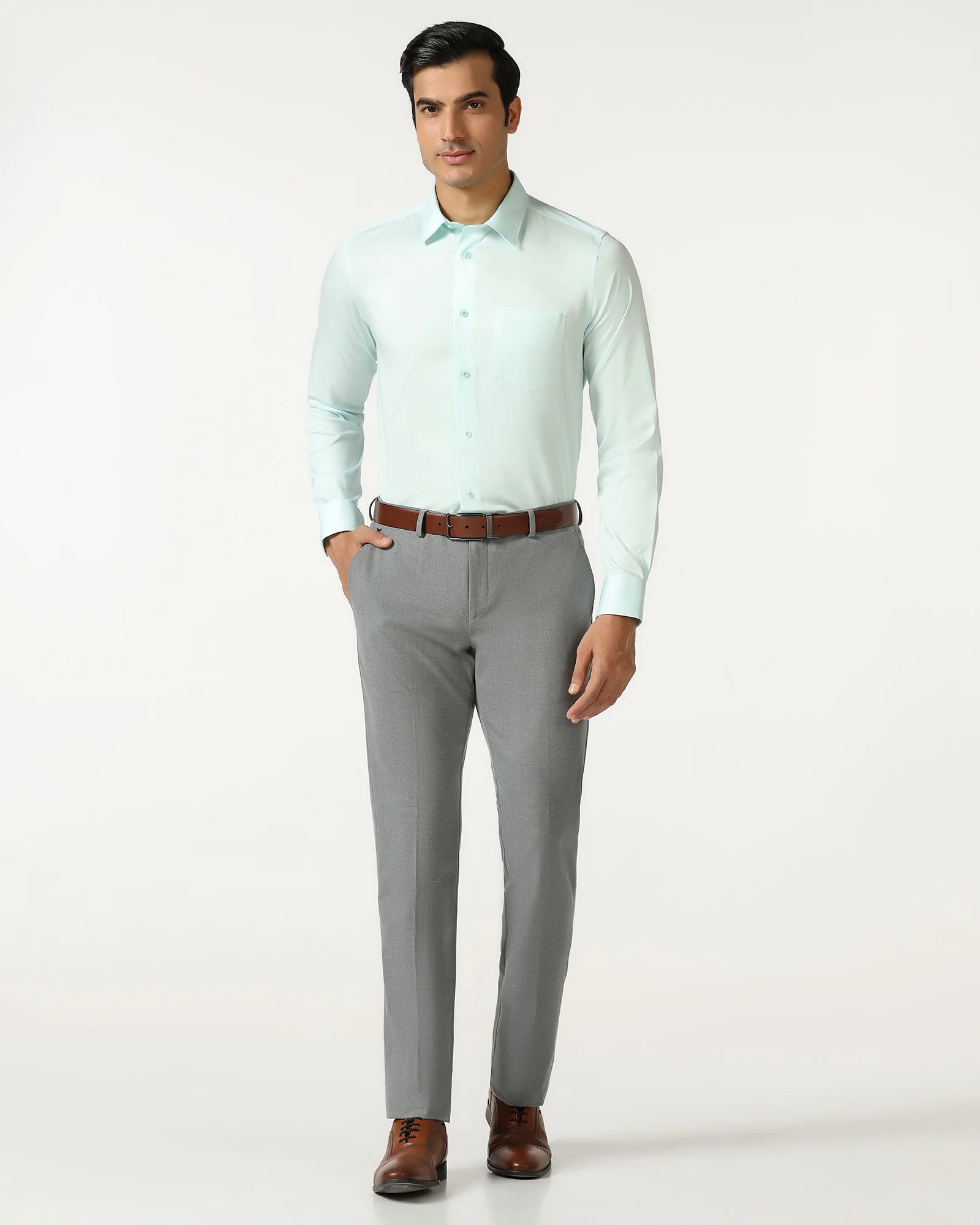 Grey Solid Trouser - Conor