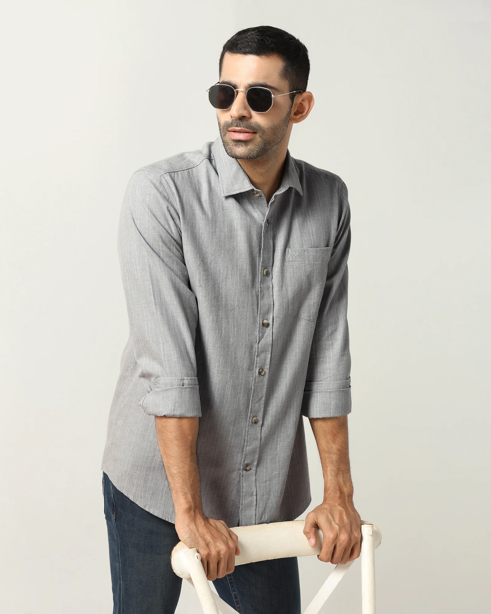 Grey Stripe Shirt - Numo - Image 7