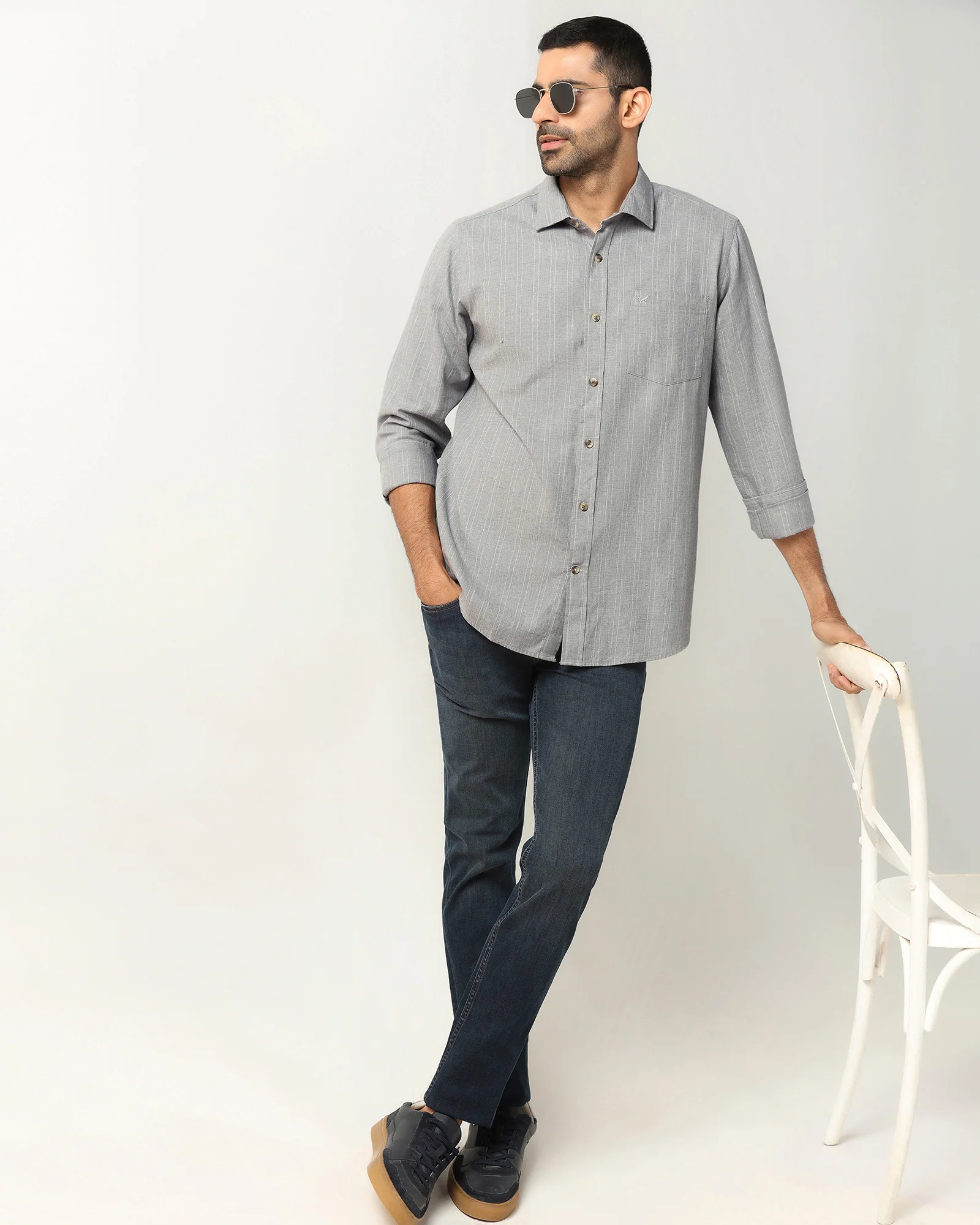 Grey Stripe Shirt - Numo - Image 8