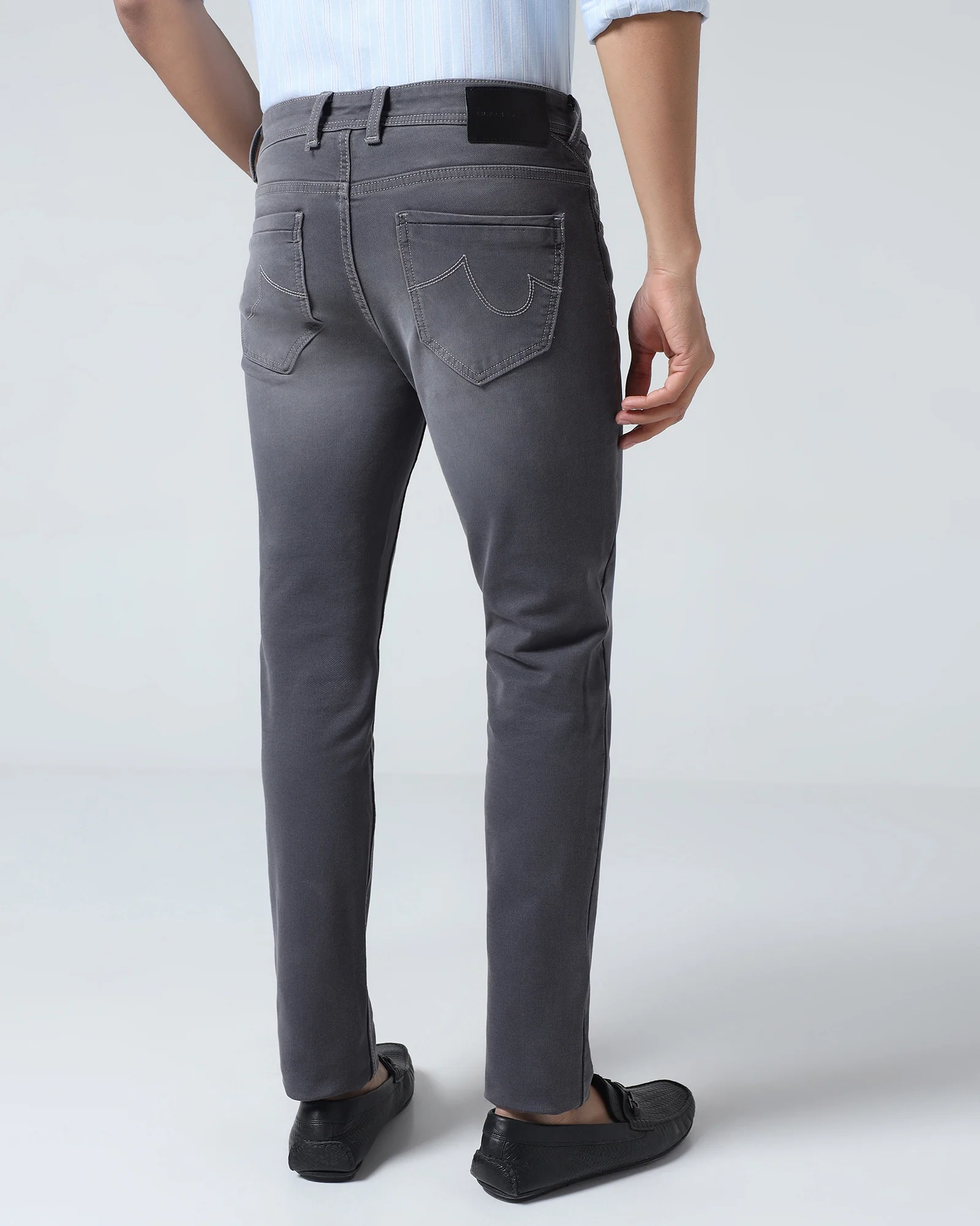 Grey Superflex Textured Slim Fit Jeans - Otis - Image 2